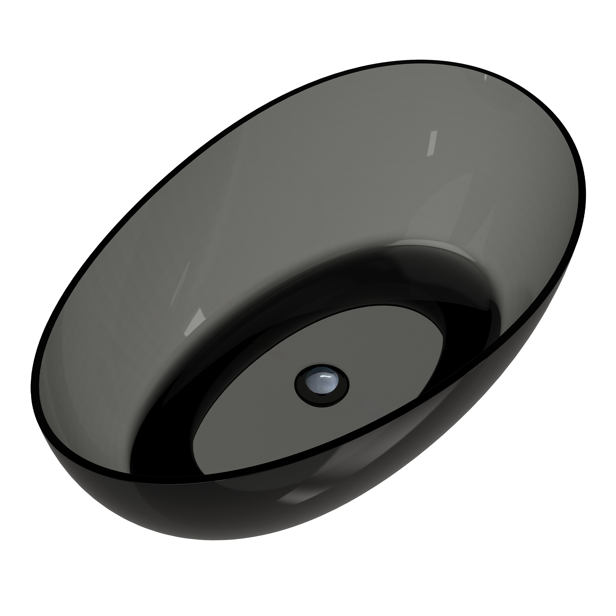 63" Freestanding Bathtub Transparent Resin Soaking Tub Modern Oval Design Stand Alone Tub with Overflow and Pop-up Drain