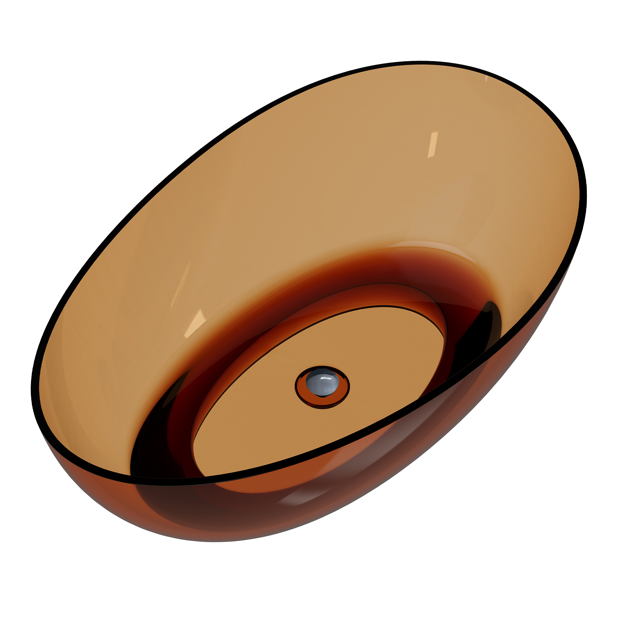 63" Freestanding Bathtub Transparent Resin Soaking Tub Modern Oval Design Stand Alone Tub with Overflow and Pop-up Drain