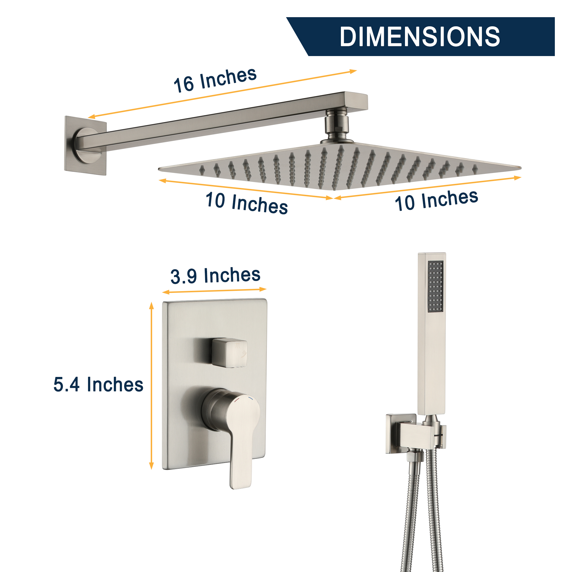 Boyel Living 10 in. Shower System Shower Towers with Hand Shower in Matte Black