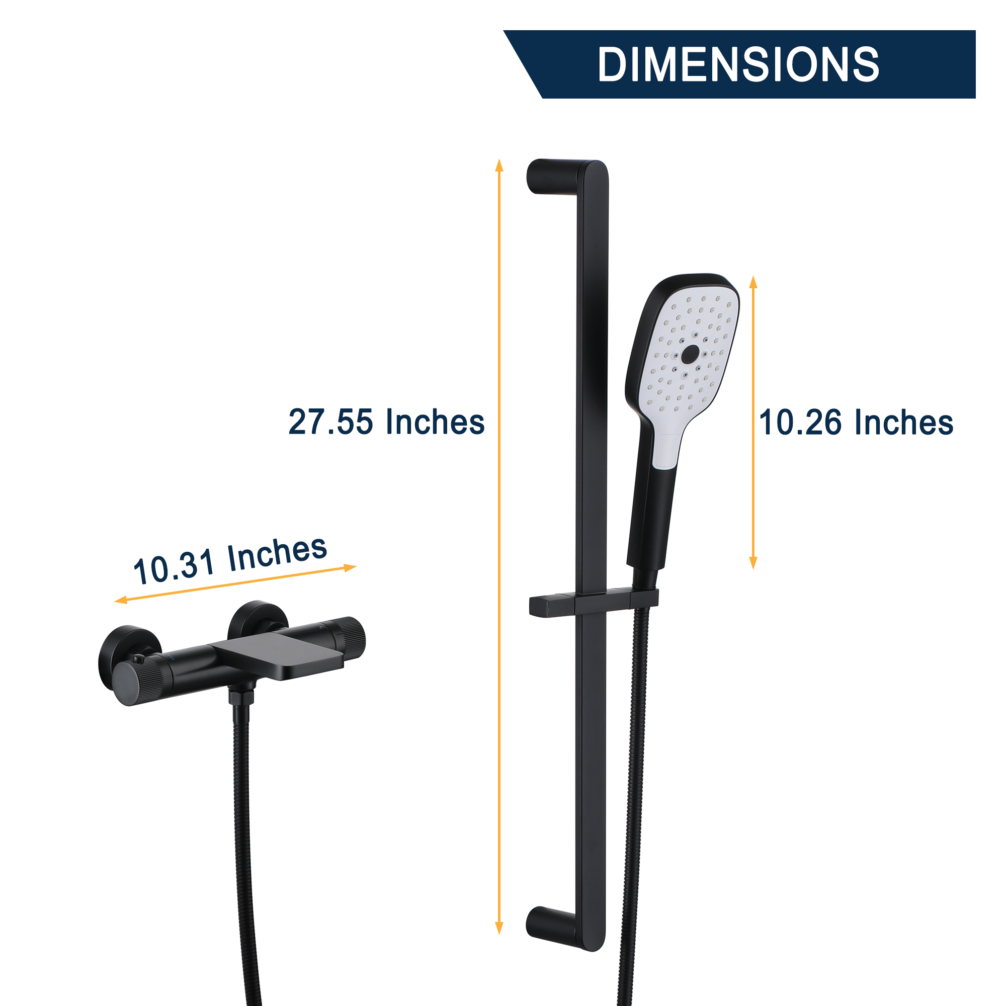 Shower Tub Kit, Matte Black Tub Shower Faucet Set, Bathtub Faucet with Sprayer, Wall Mount Shower Faucet with Tub Spout, Modern Multi-Function Handheld Shower Faucet for Bathtub