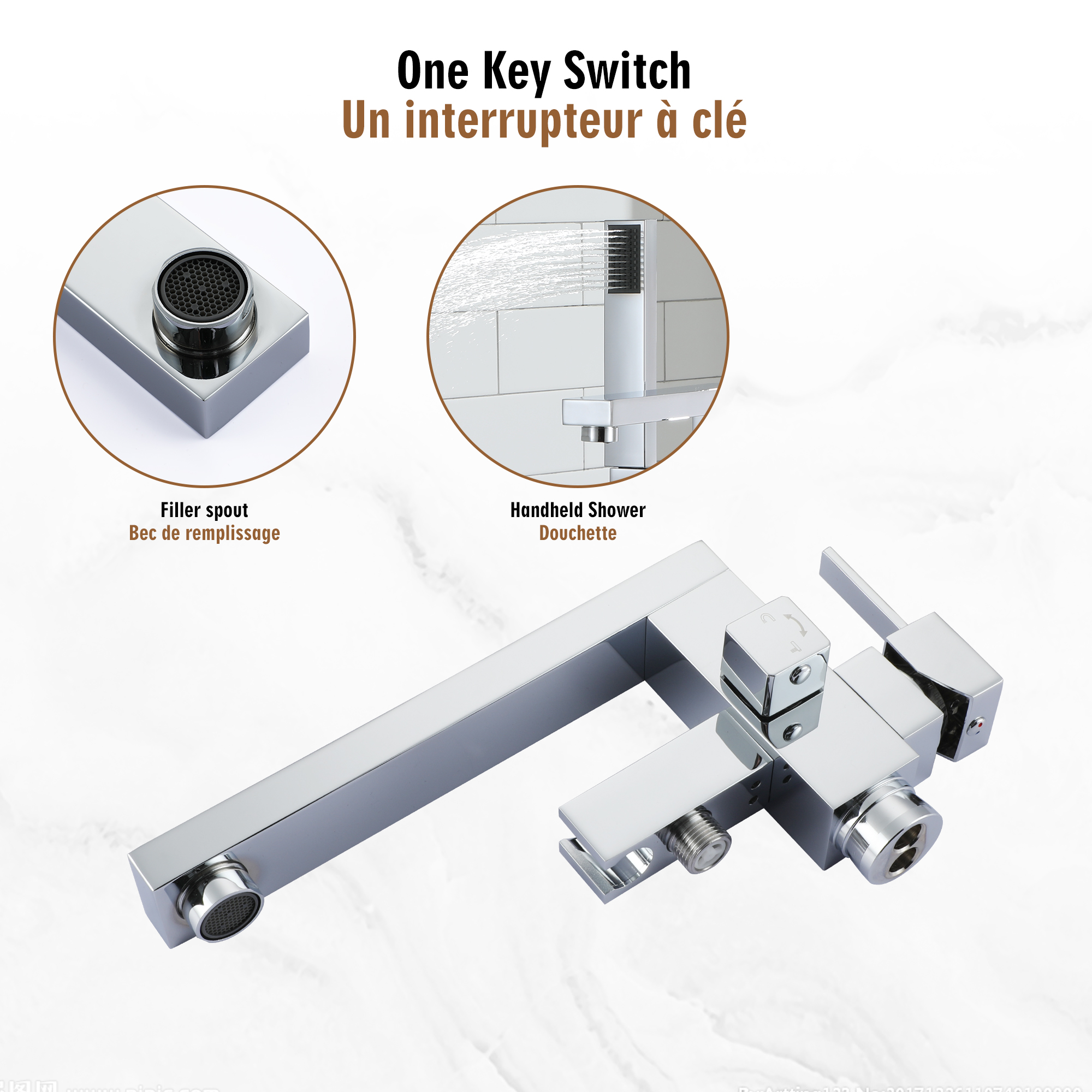 Tub Filler Freestanding Bathtub Faucet Stand Alone Floor Mount Tub Faucet Bathtub Filler with Hand Shower and Swivel Spout, CUPC Certification, 2.7 GPM High Flow Rate