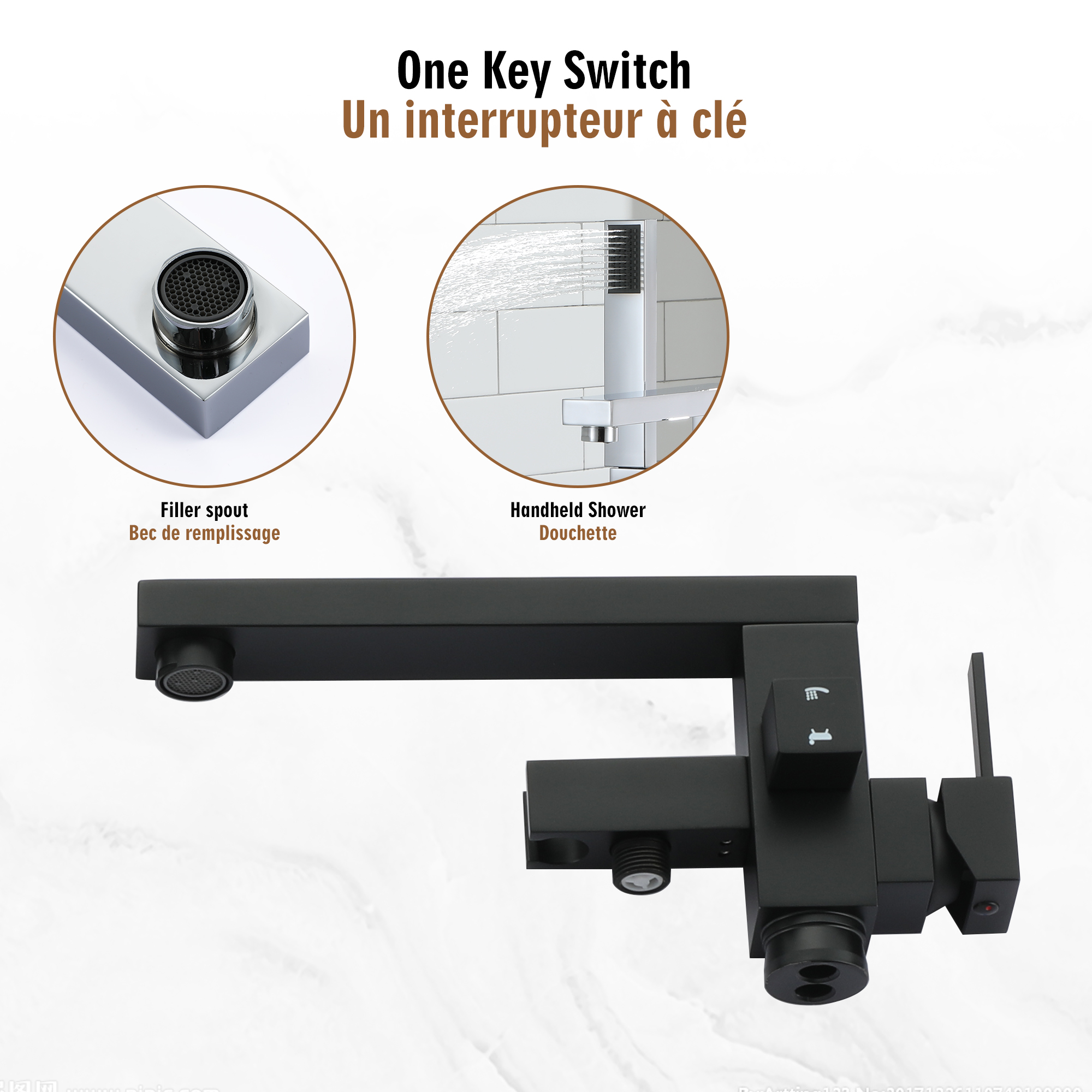Tub Filler Freestanding Bathtub Faucet Stand Alone Floor Mount Tub Faucet Bathtub Filler with Hand Shower and Swivel Spout, CUPC Certification, 2.7 GPM High Flow Rate