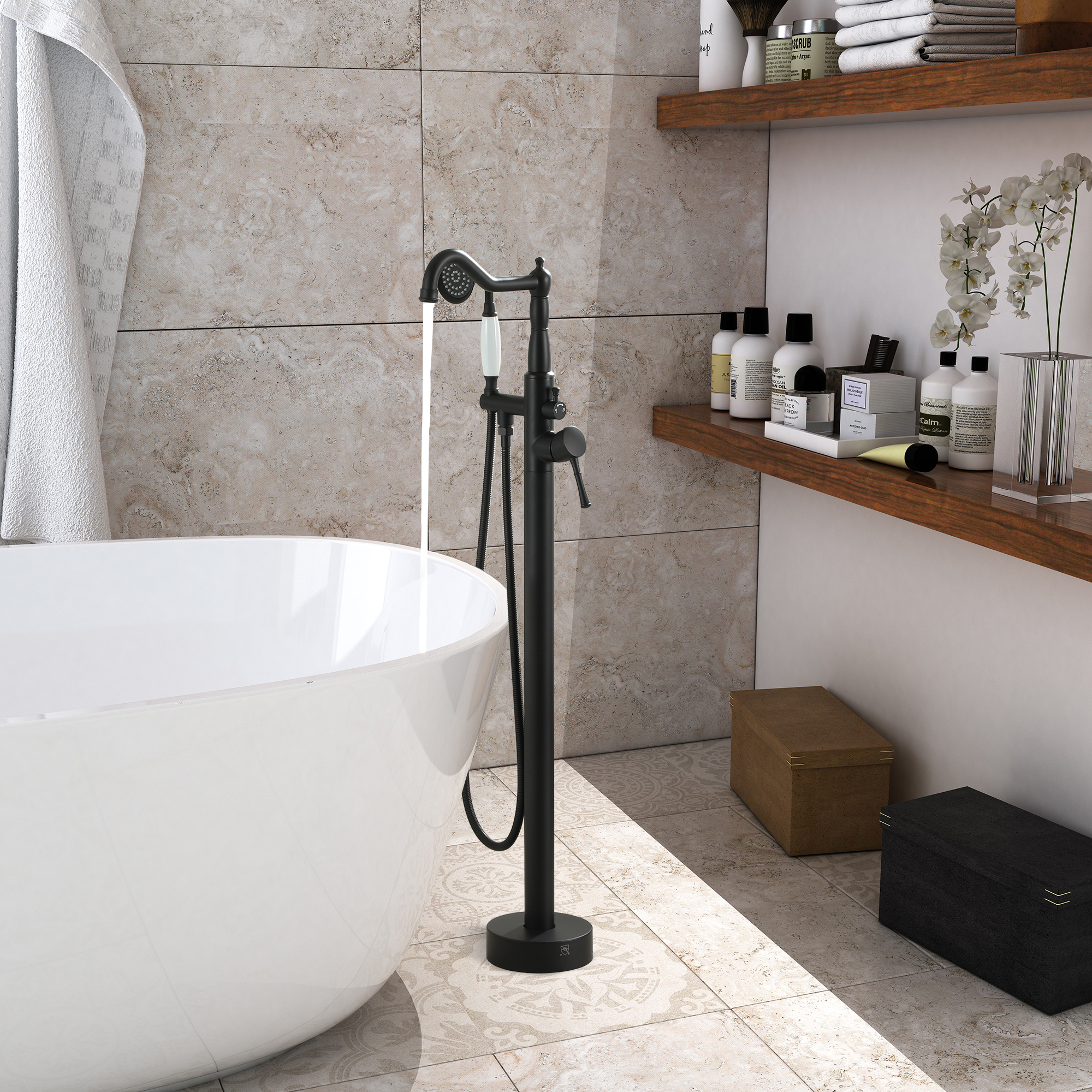 Single Handle Classical Freestanding Bathtub Faucet with Hand Shower Hand