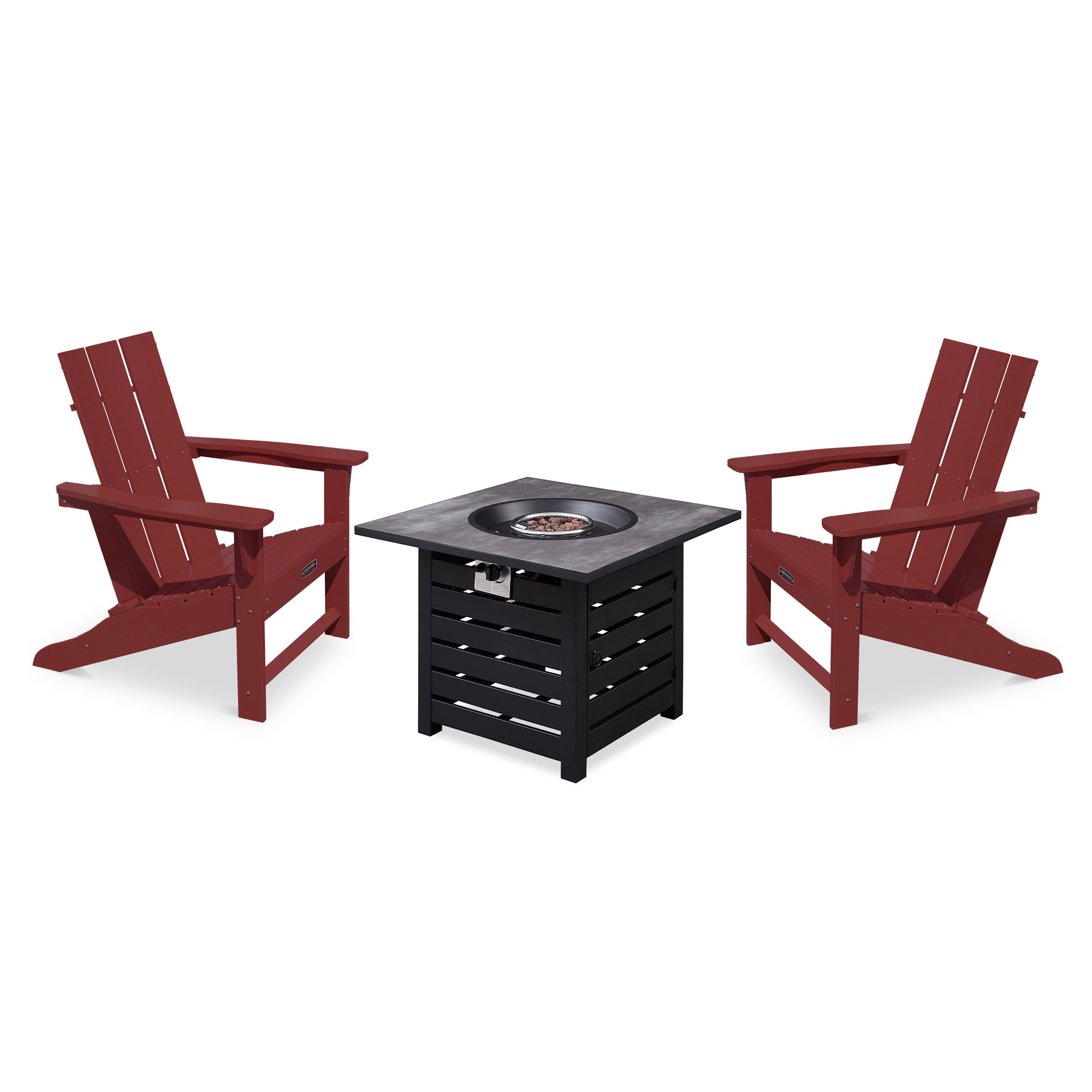 5-Piece / 3-Piece  HDPE Adirondack Chairs Outdoor Conversation Set with 32-inch Propane Fire Pit Table