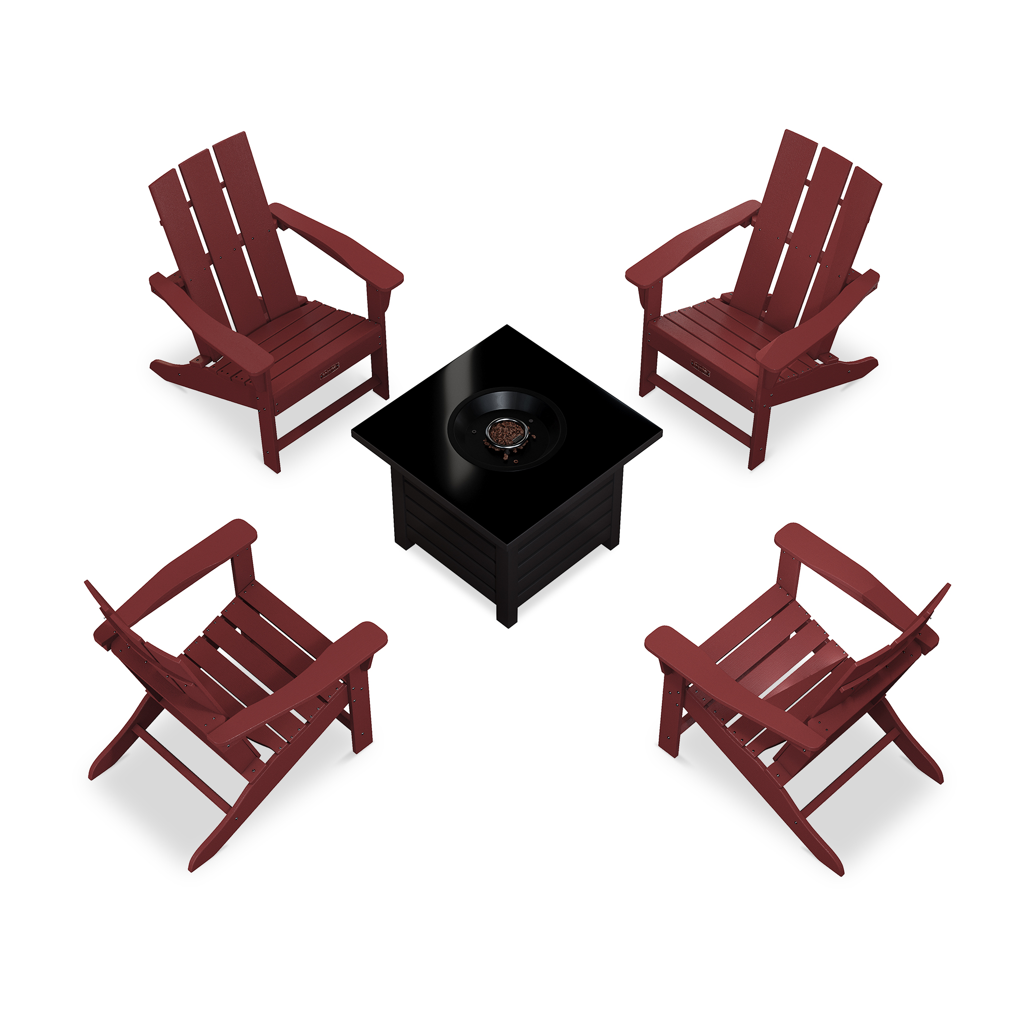 5-Piece / 3-Piece HDPE Adirondack Chairs Outdoor Conversation Set with 32-inch Propane Fire Pit Table