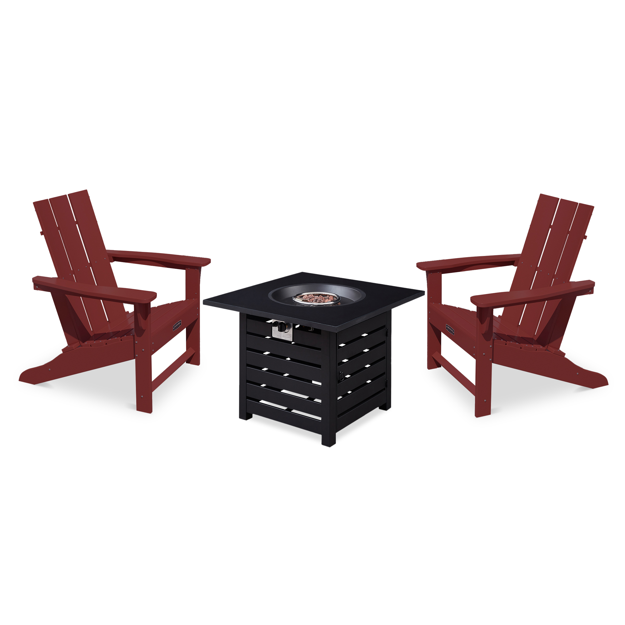 5-Piece / 3-Piece HDPE Adirondack Chairs Outdoor Conversation Set with 32-inch Propane Fire Pit Table