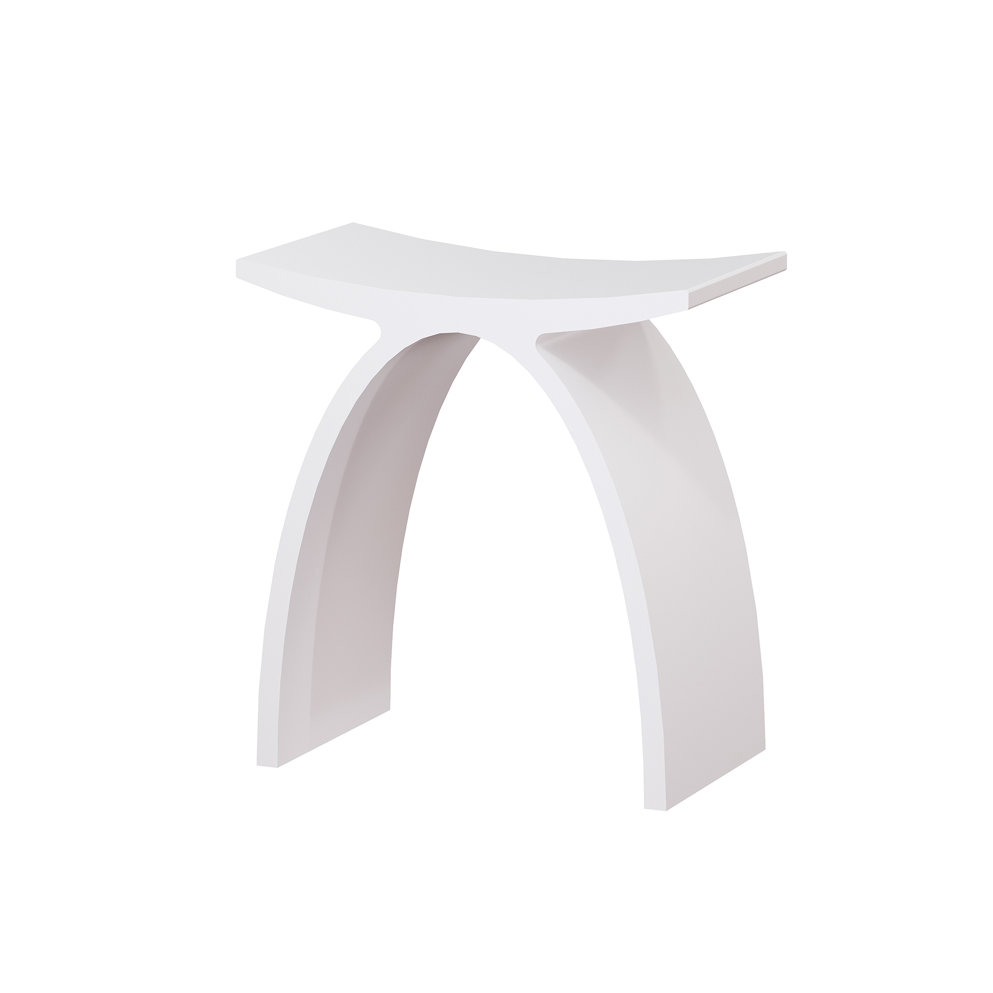 Solid Surface Stool for Bathroom - Matte White/Matte Black