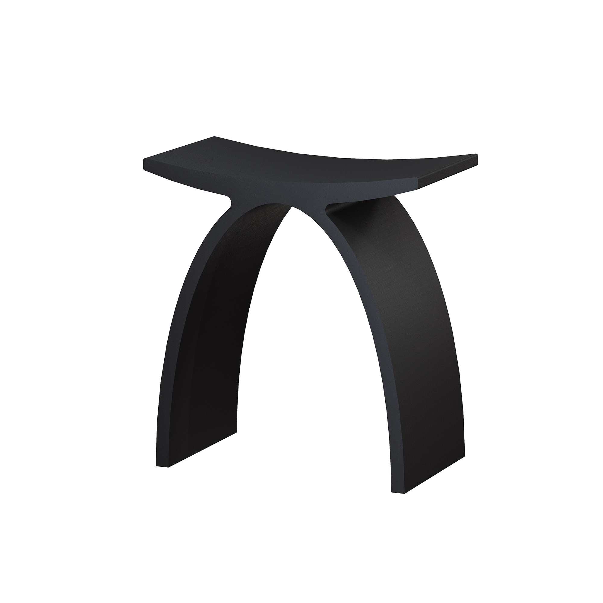 Solid Surface Stool for Bathroom - Matte White/Matte Black