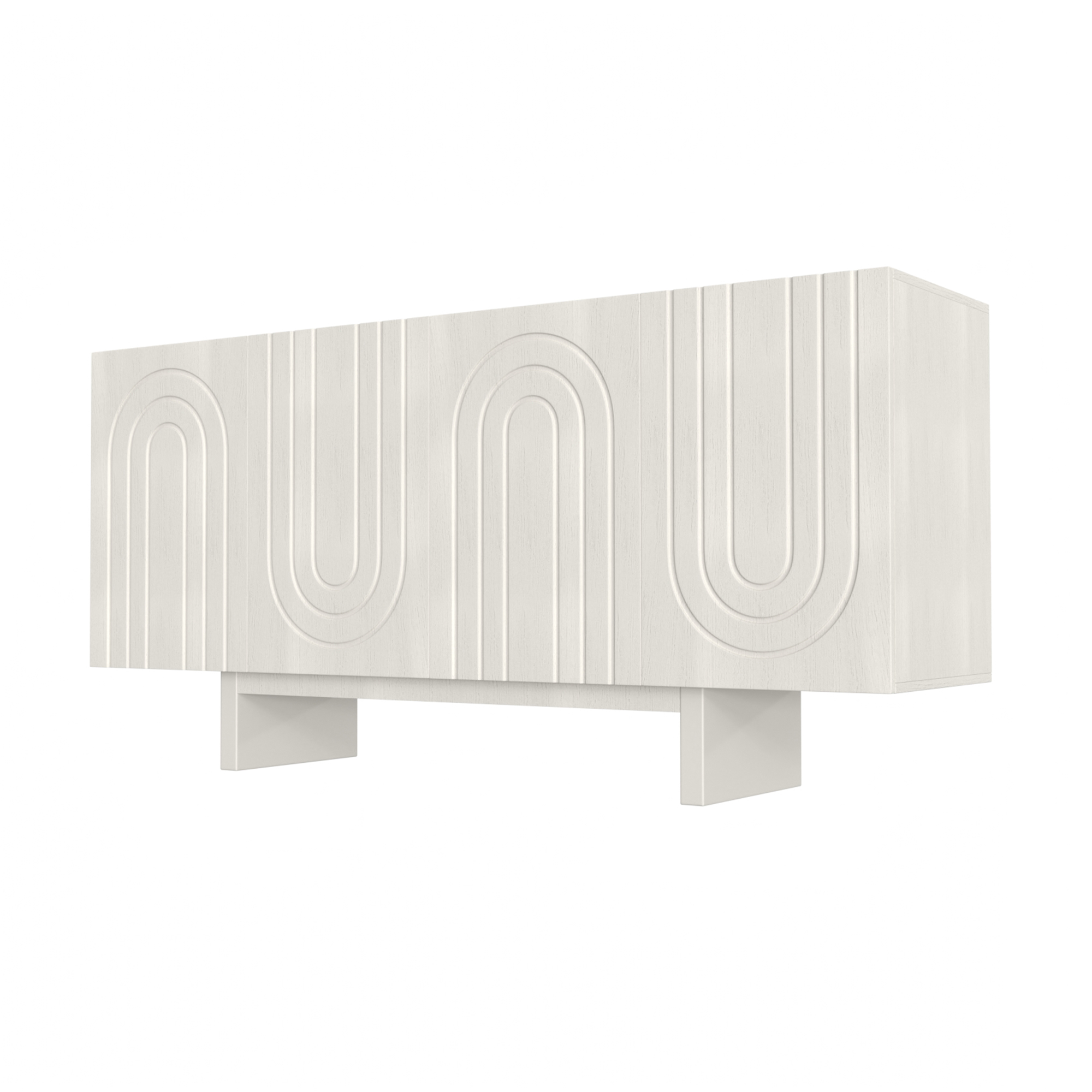 Dark Brown/White 4-Door 62.99 in. Wood Grain Buffet Sideboard with MDF Legs For Living Room, Foyer and Kitchen-Dining Room