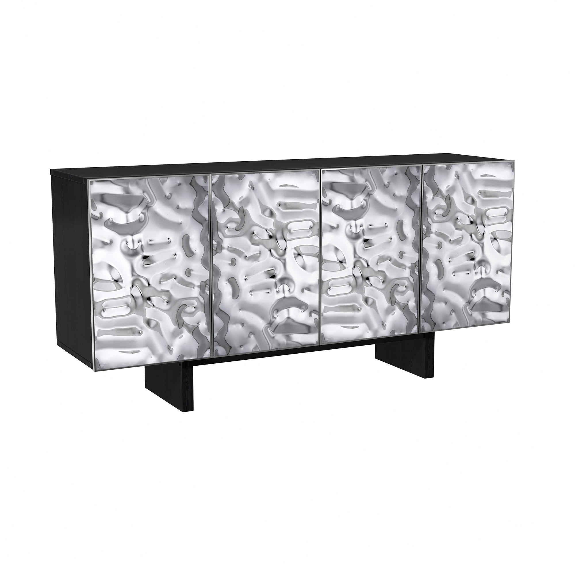 Silver MDF 2-Door/4-Door Wood 62.99 in. Buffet Sideboard Dining Table For Living Room, Foyer and Kitchen-Dining Room