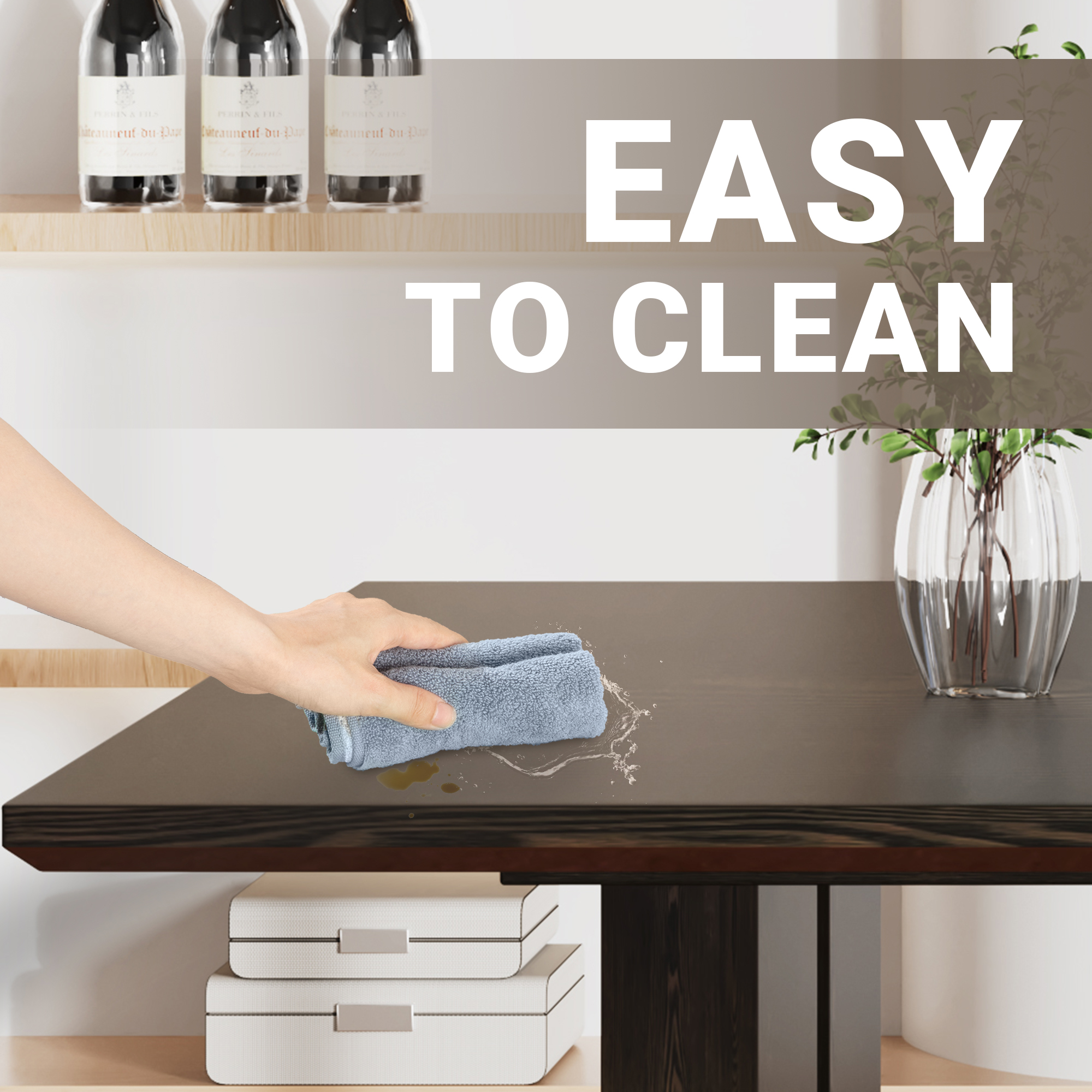 70.86 in. W Black Wood Double Pedestal Dining Table Seats 6