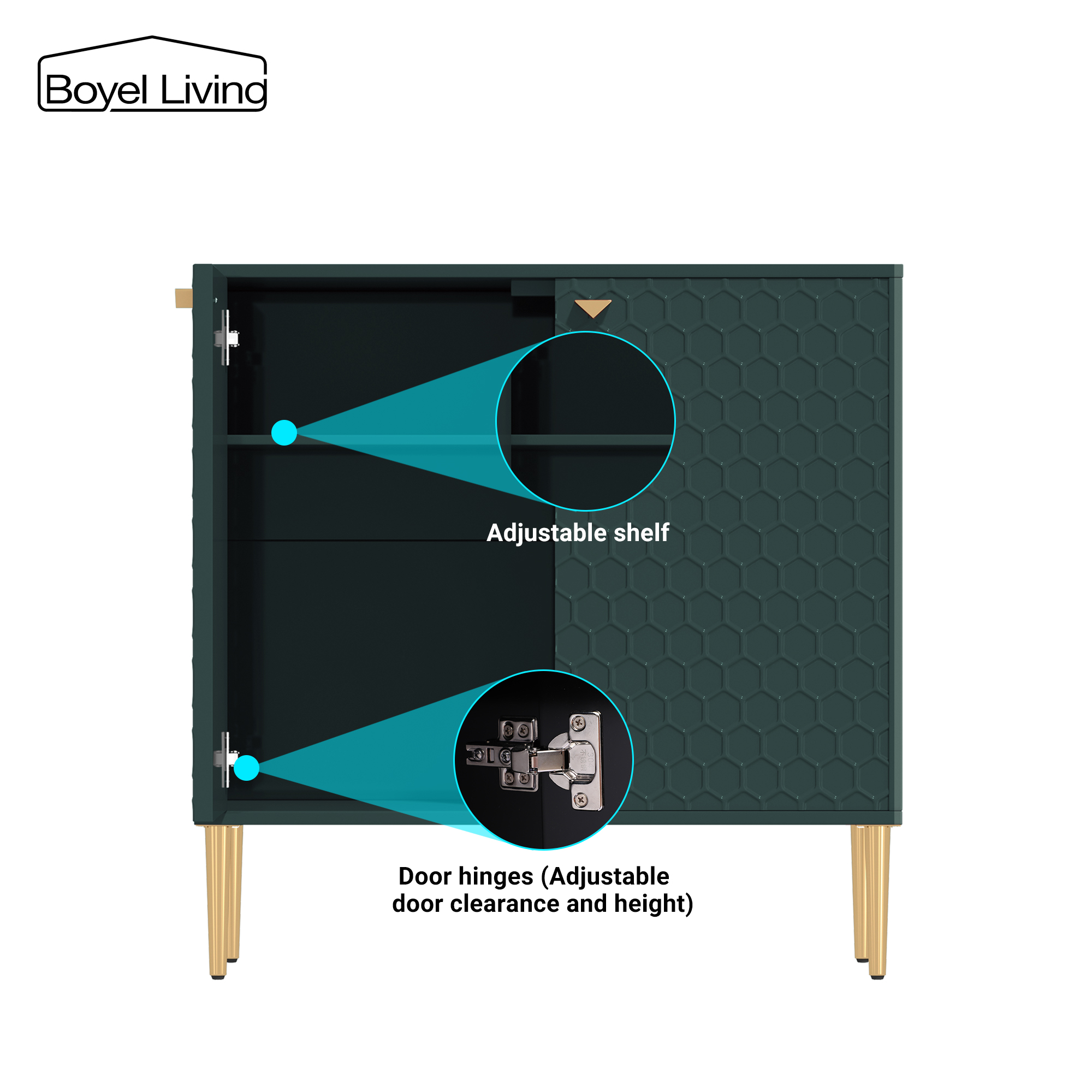 2 Door Adjustable Shelves Locker Cabinet TV Stand Side Table