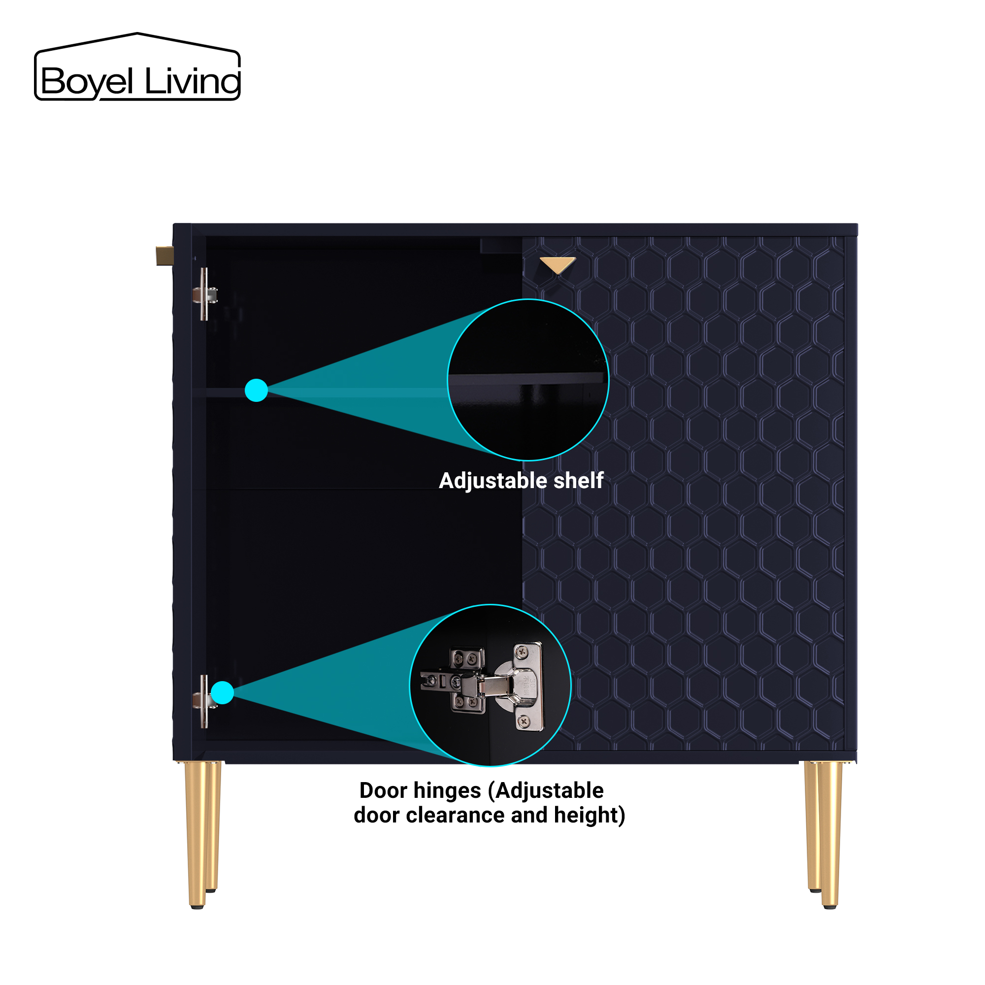 2 Door Adjustable Shelves Locker Cabinet TV Stand Side Table