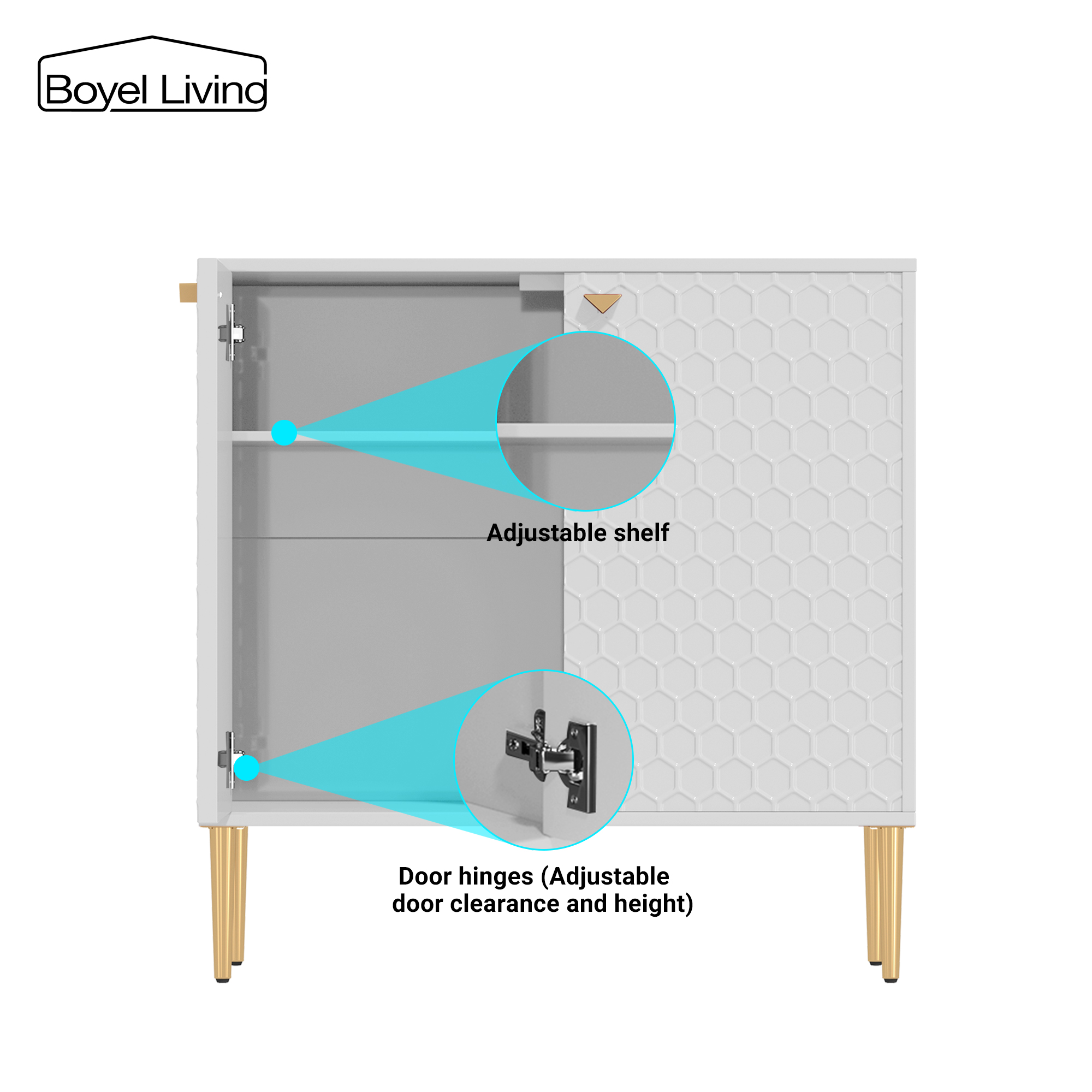 2 Door Adjustable Shelves Locker Cabinet TV Stand Side Table