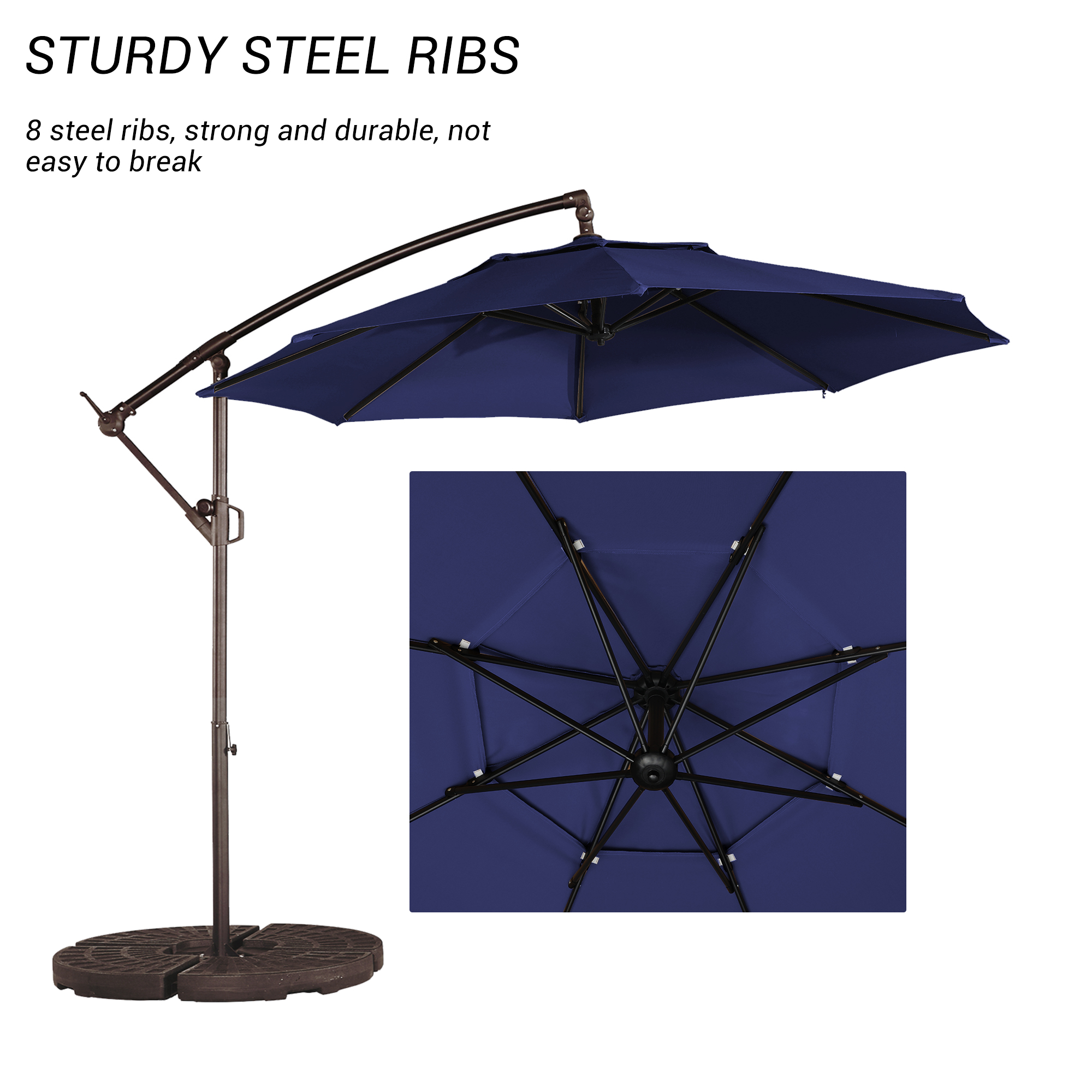 10 Ft Cantilever Patio Offset Umbrella Upgrade Crank Hanging Canopy Umbrella