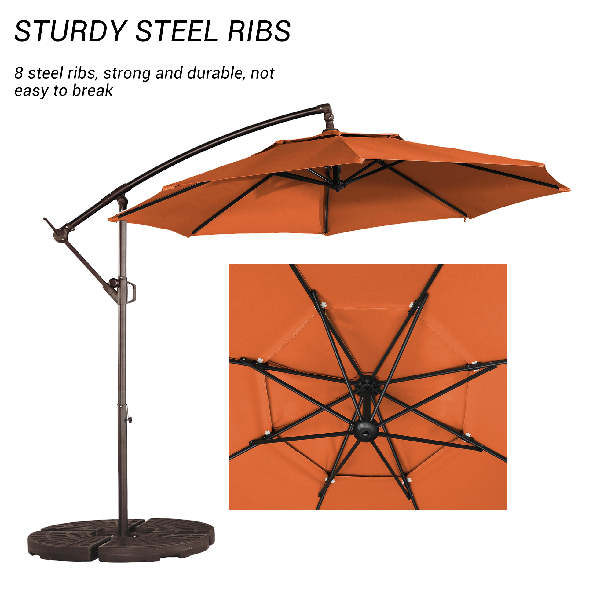 10 Ft Cantilever Patio Offset Umbrella Upgrade Crank Hanging Canopy Umbrella