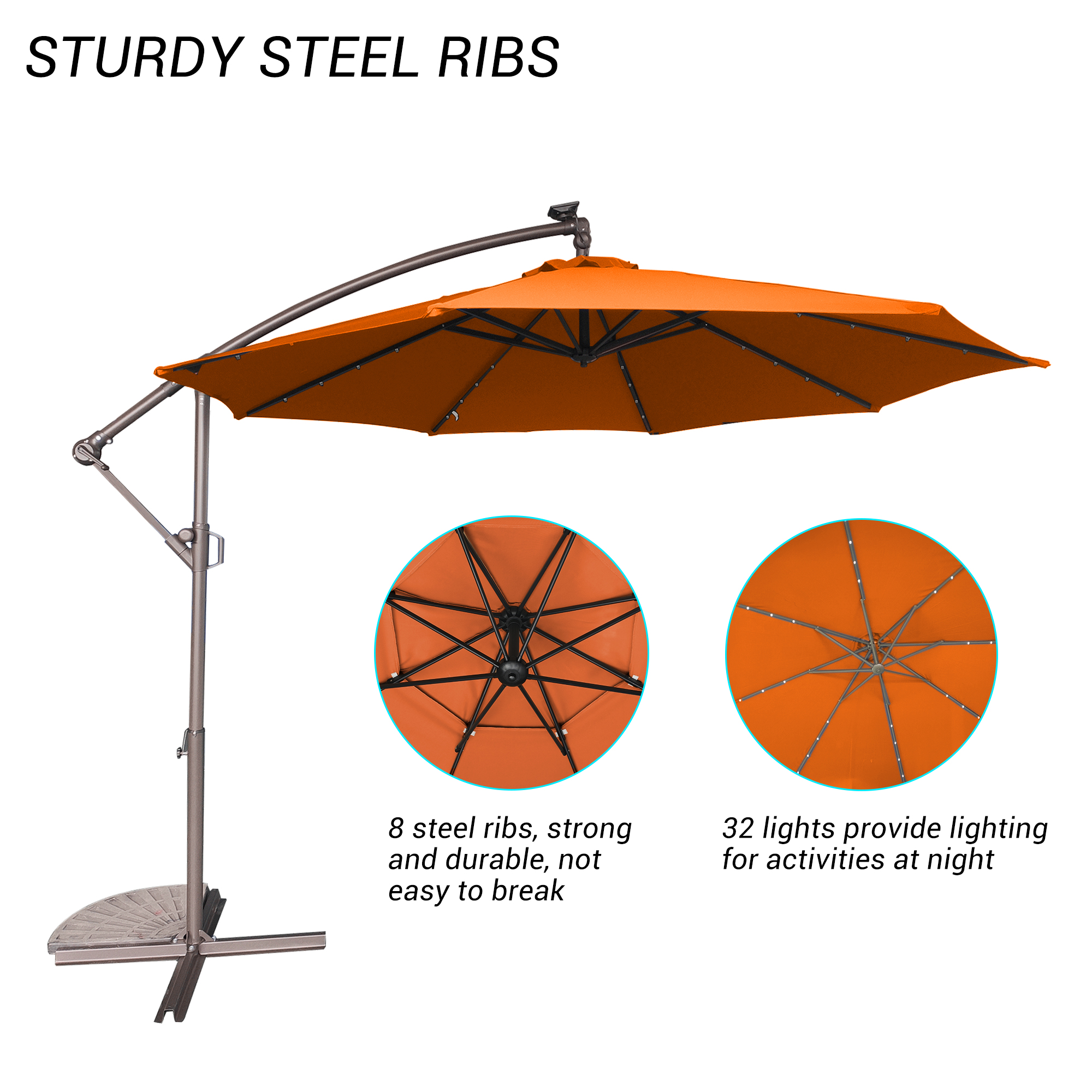 10 Ft Cantilever Patio Offset Umbrella Upgrade Crank Hanging Canopy Umbrella