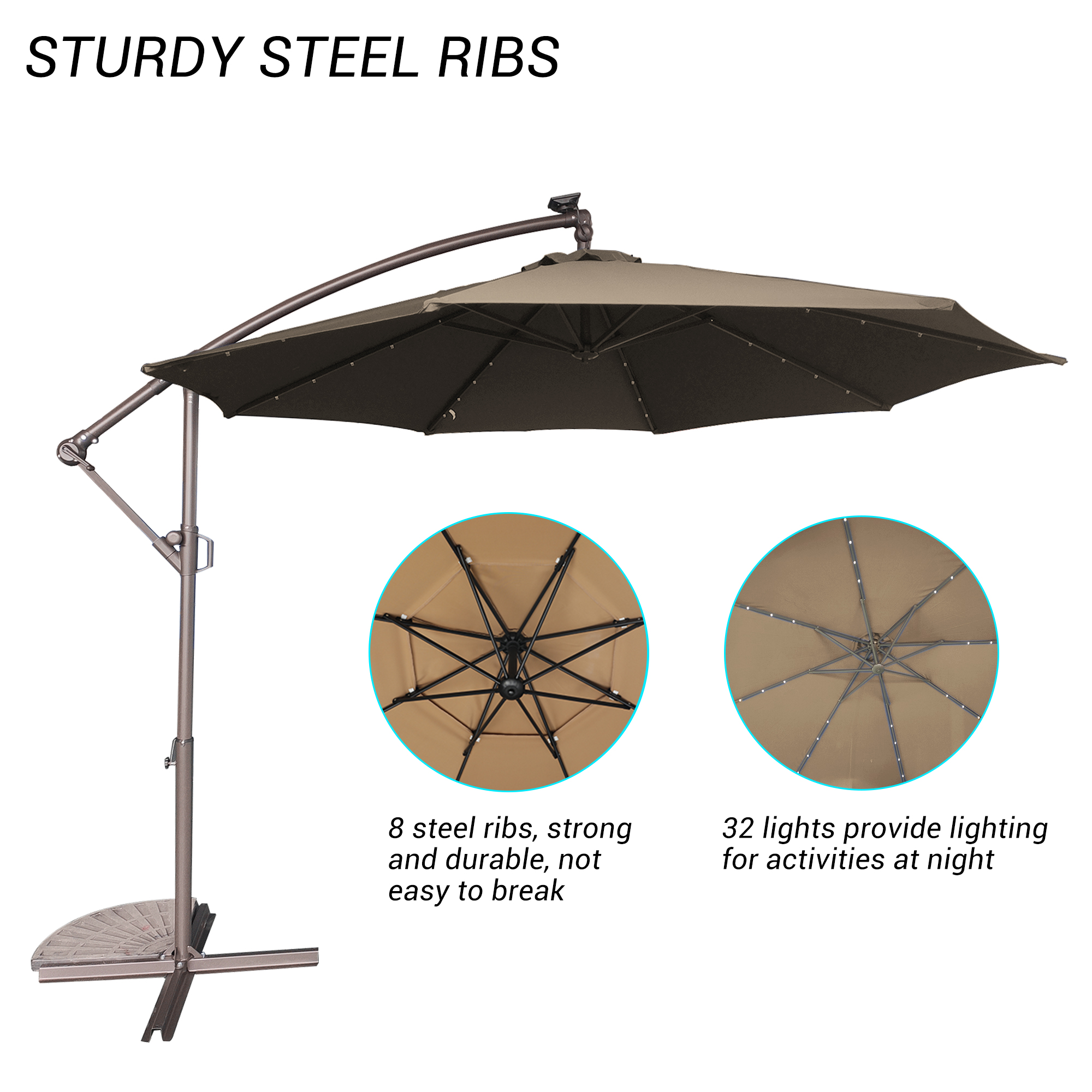 10 Ft Cantilever Patio Offset Umbrella Upgrade Crank Hanging Canopy Umbrella