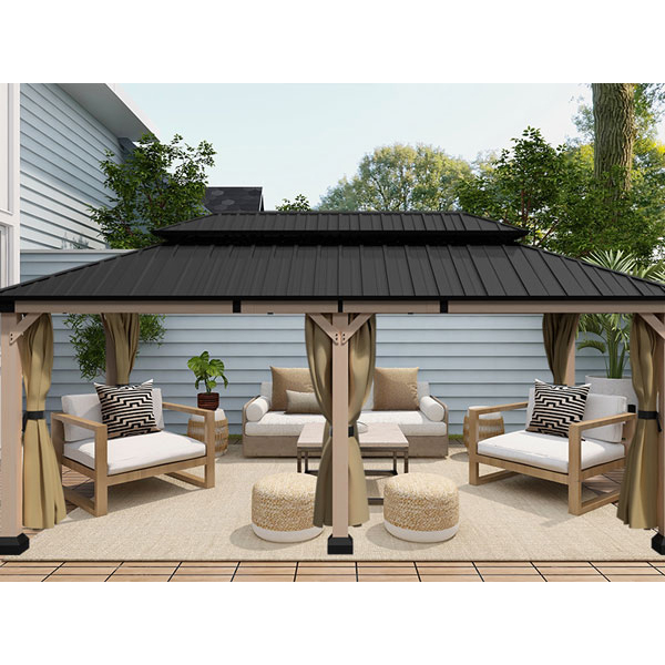 12 ft. x 20 ft. Outdoor Cedar Wood Frame Patio Gazebo