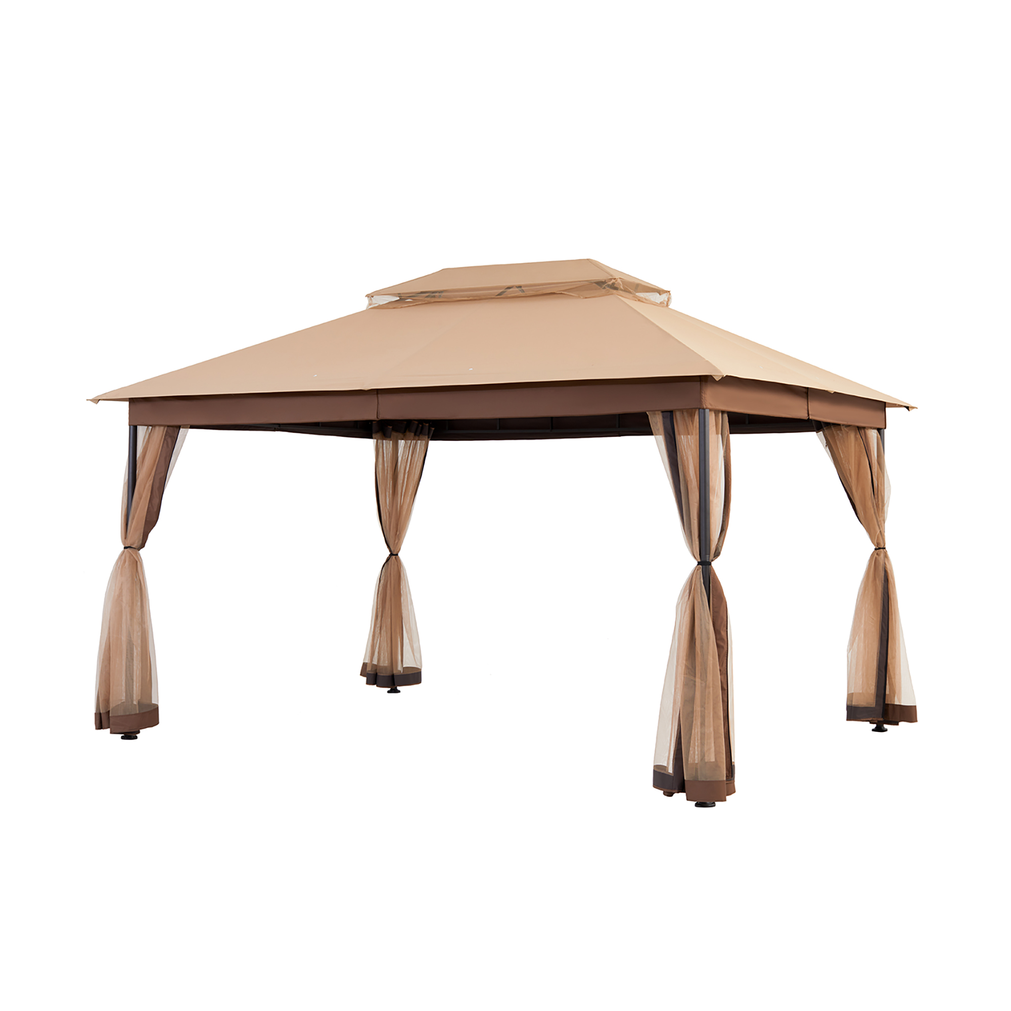 10 ft. x 13 ft. Outdoor Iron Frame Patio Gazebo Double Straight Top Pavilion Canopy Tent Shelter