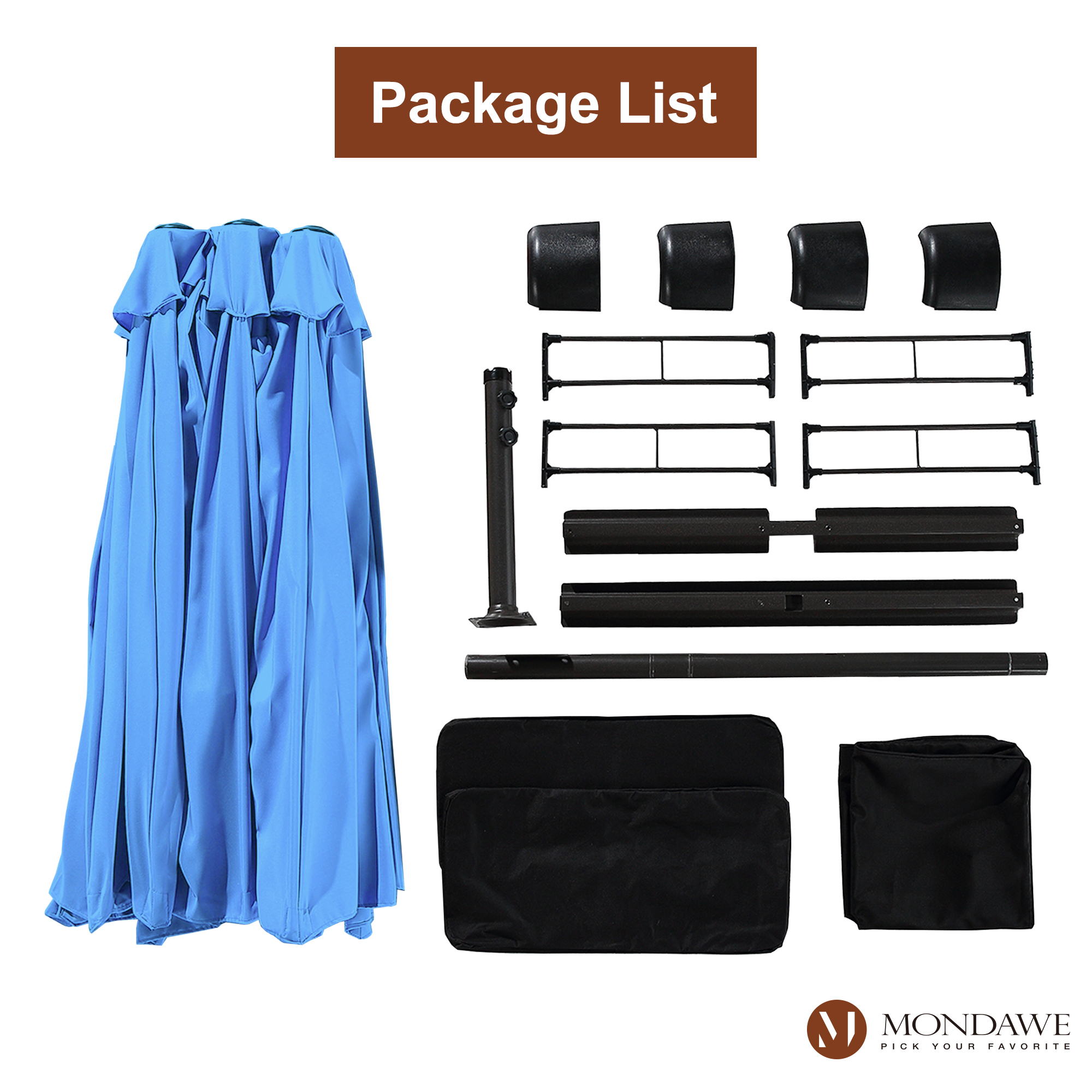 Mondawe 15ft Rectangular Patio Market Umbrella with Base-Mondawe