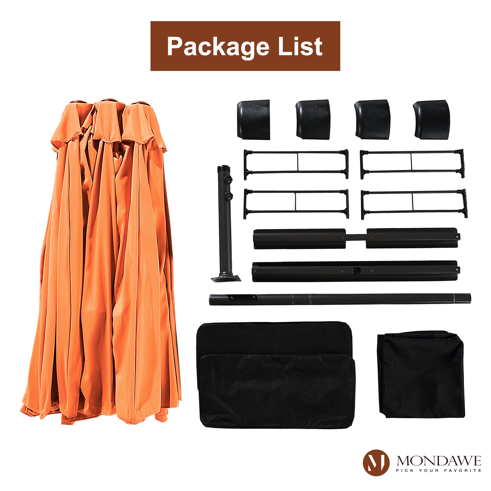 Mondawe 15ft Rectangular Patio Market Umbrella with Base-Mondawe