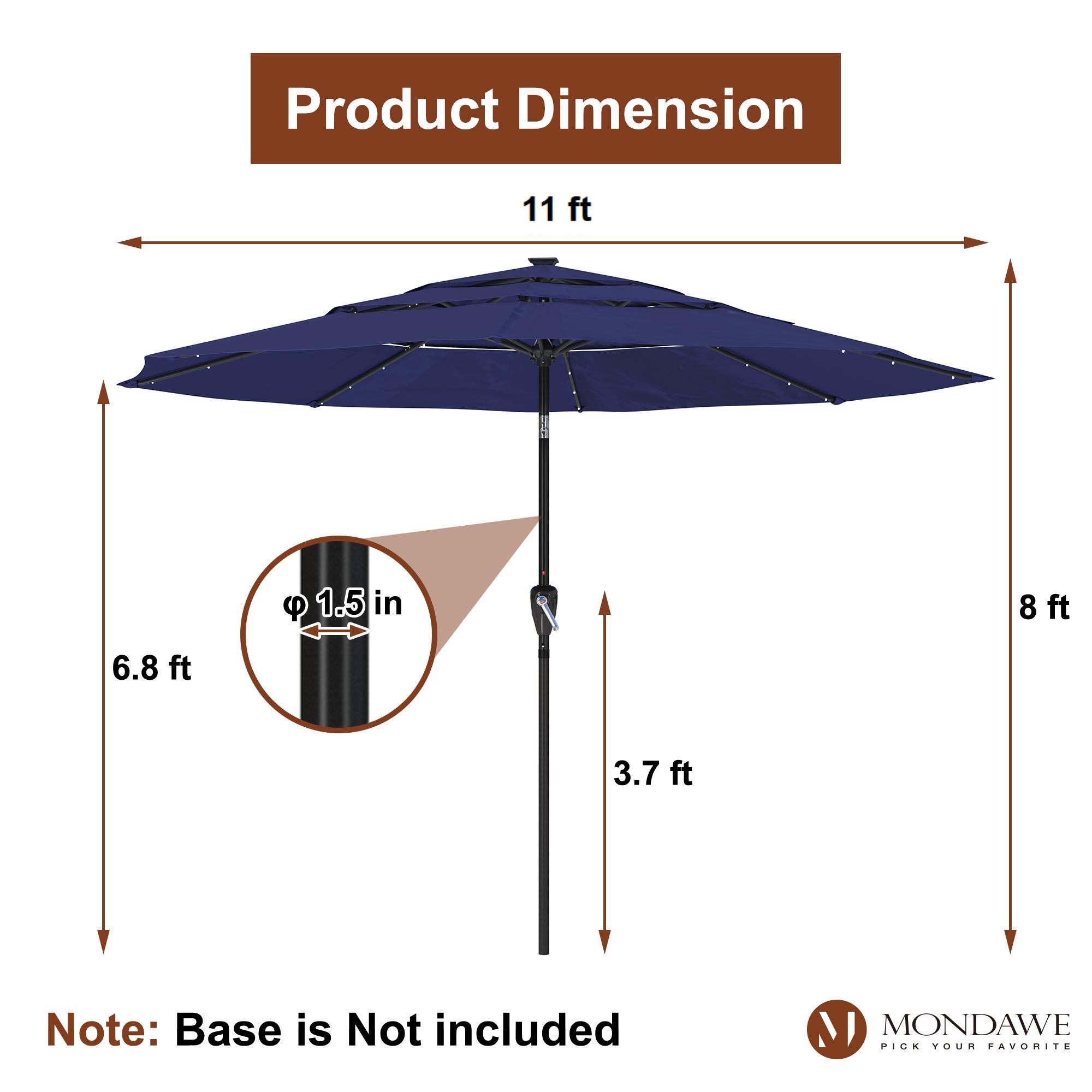 Mondawe 11-Ft Market Patio Umbrella with LED-Mondawe