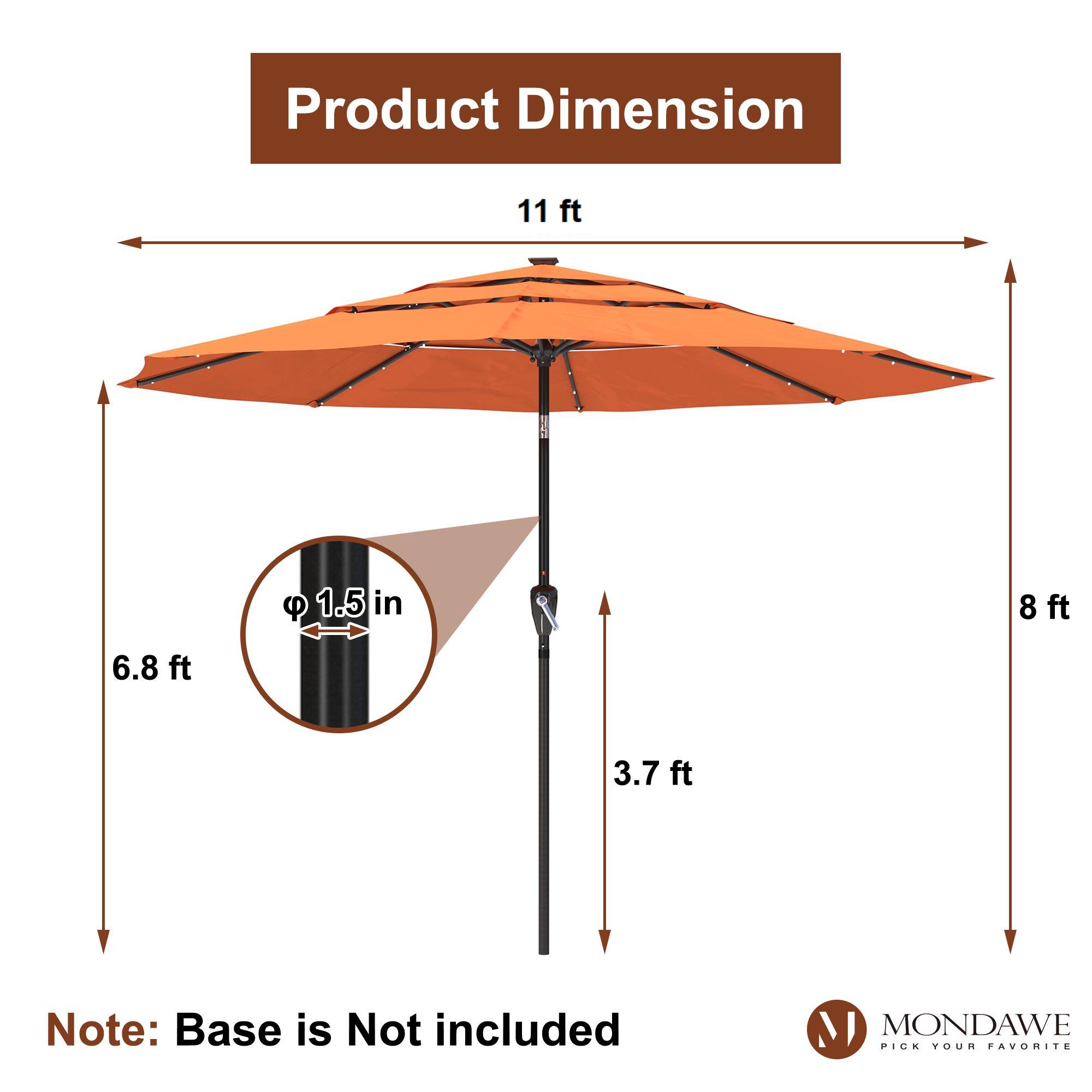 Mondawe 11-Ft Market Patio Umbrella with LED-Mondawe
