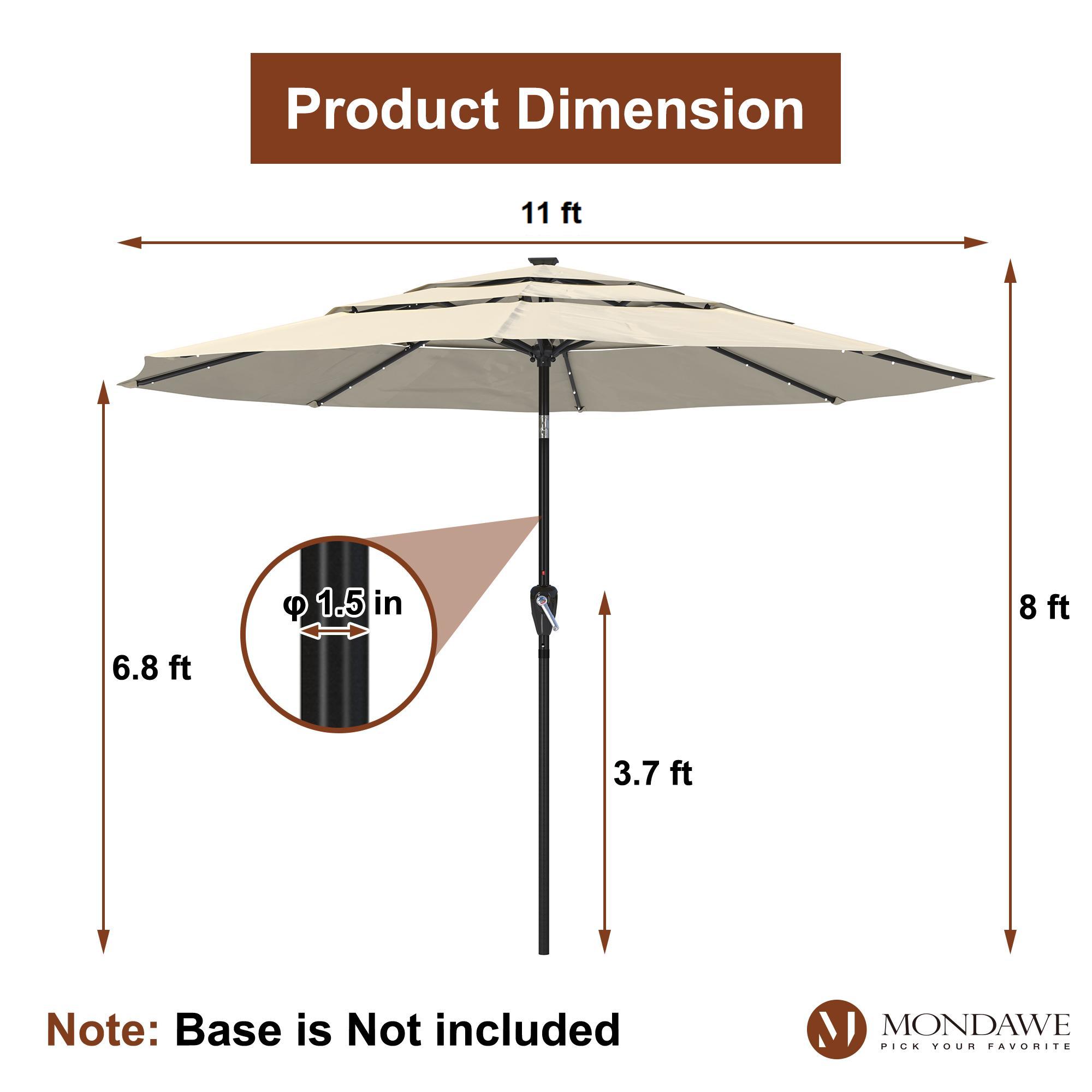 Mondawe 11-Ft Market Patio Umbrella with LED-Mondawe