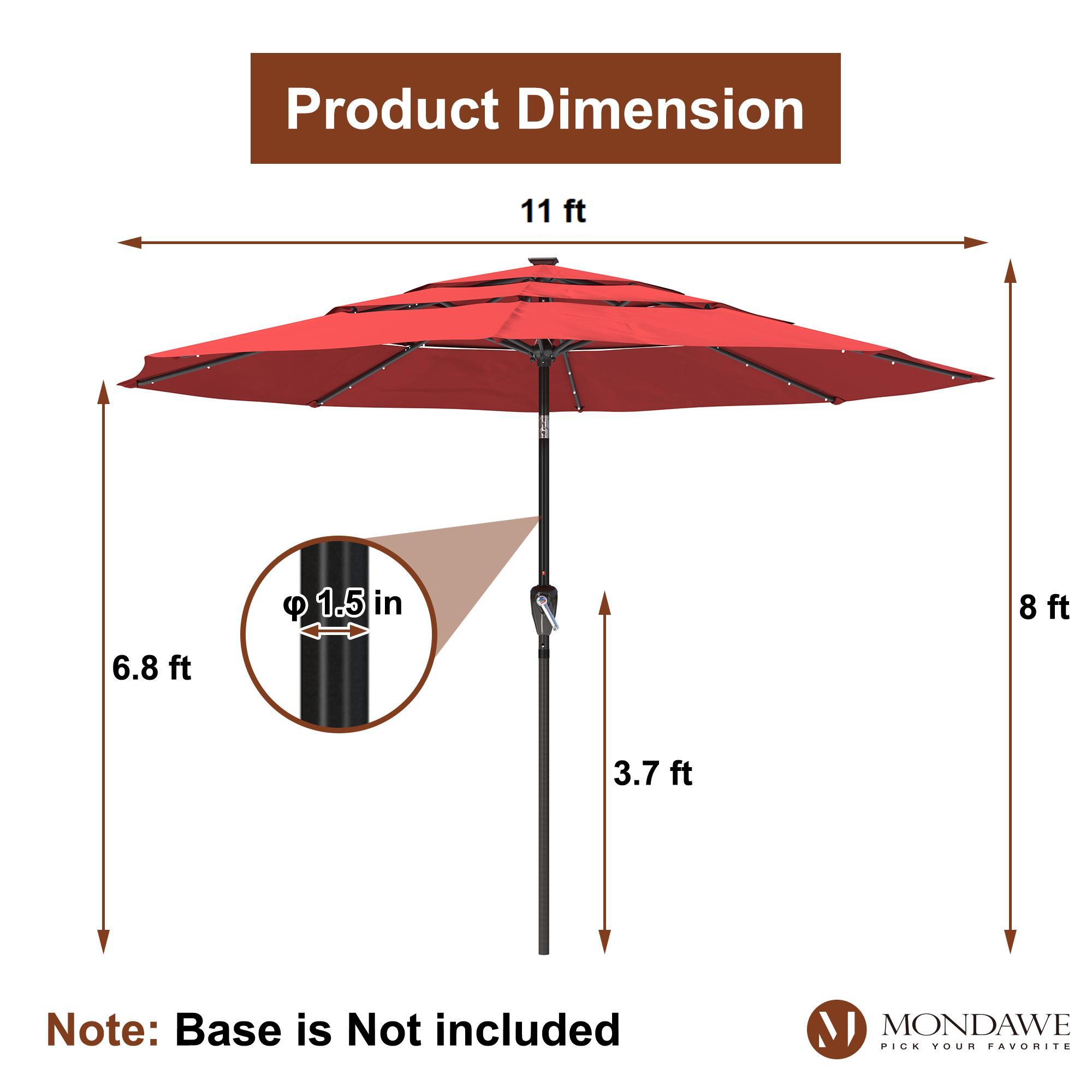 Mondawe 11-Ft Market Patio Umbrella with LED-Mondawe