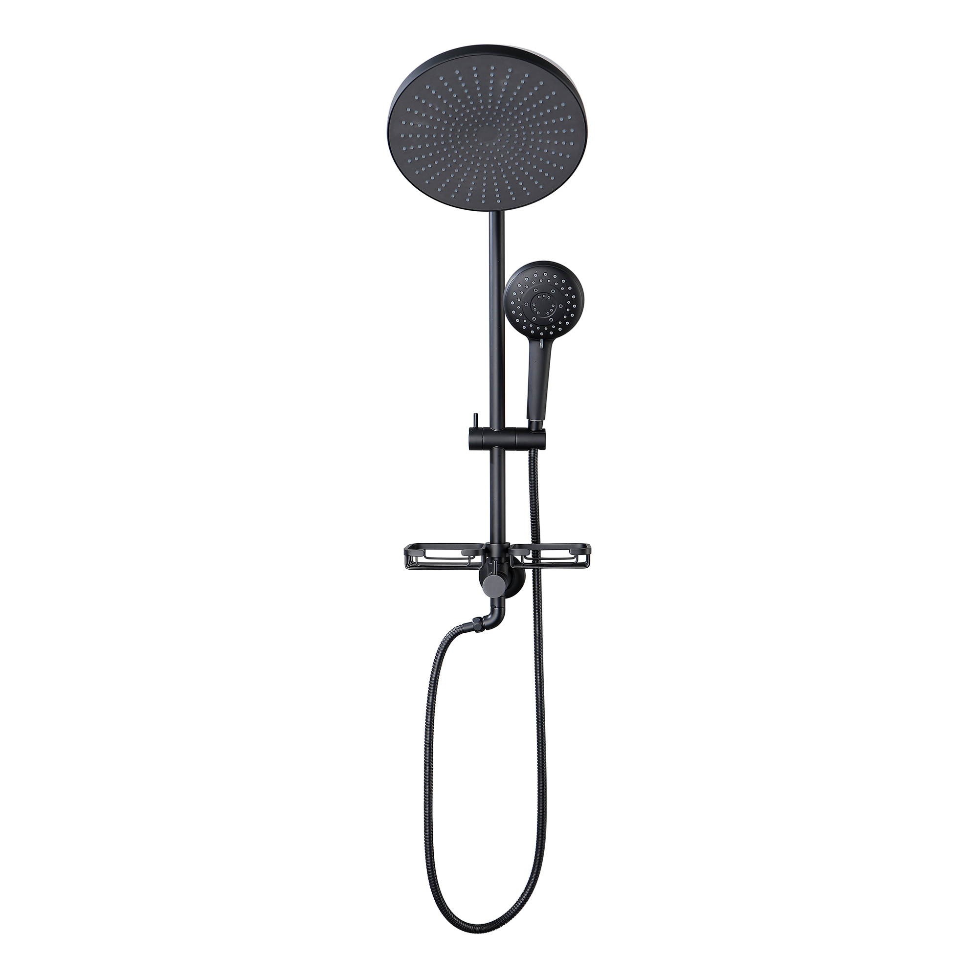 Mondawe ShowerSpas Shower System, with 10" Rain Showerhead, 4-Function Hand Shower, Adjustable Slide Bar and Soap Dish, Matte Black Finish-Mondawe