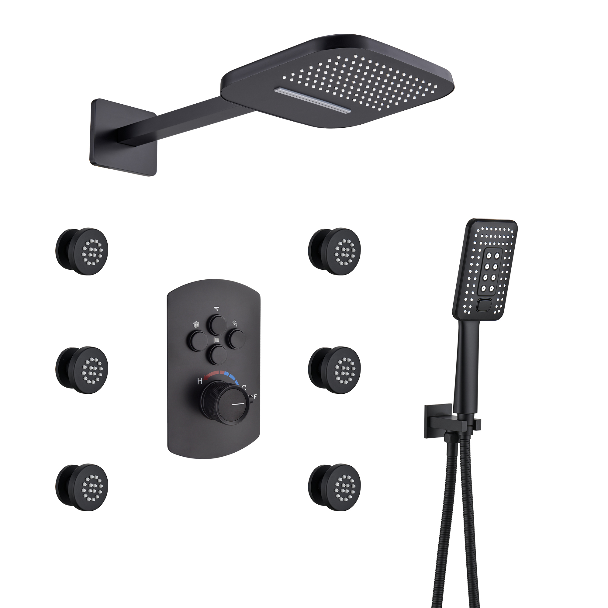 Mondawe Pressure Balanced 4-Spray Patterns 22 in. Wall Mounted Rainfall Dual Shower Heads-Mondawe