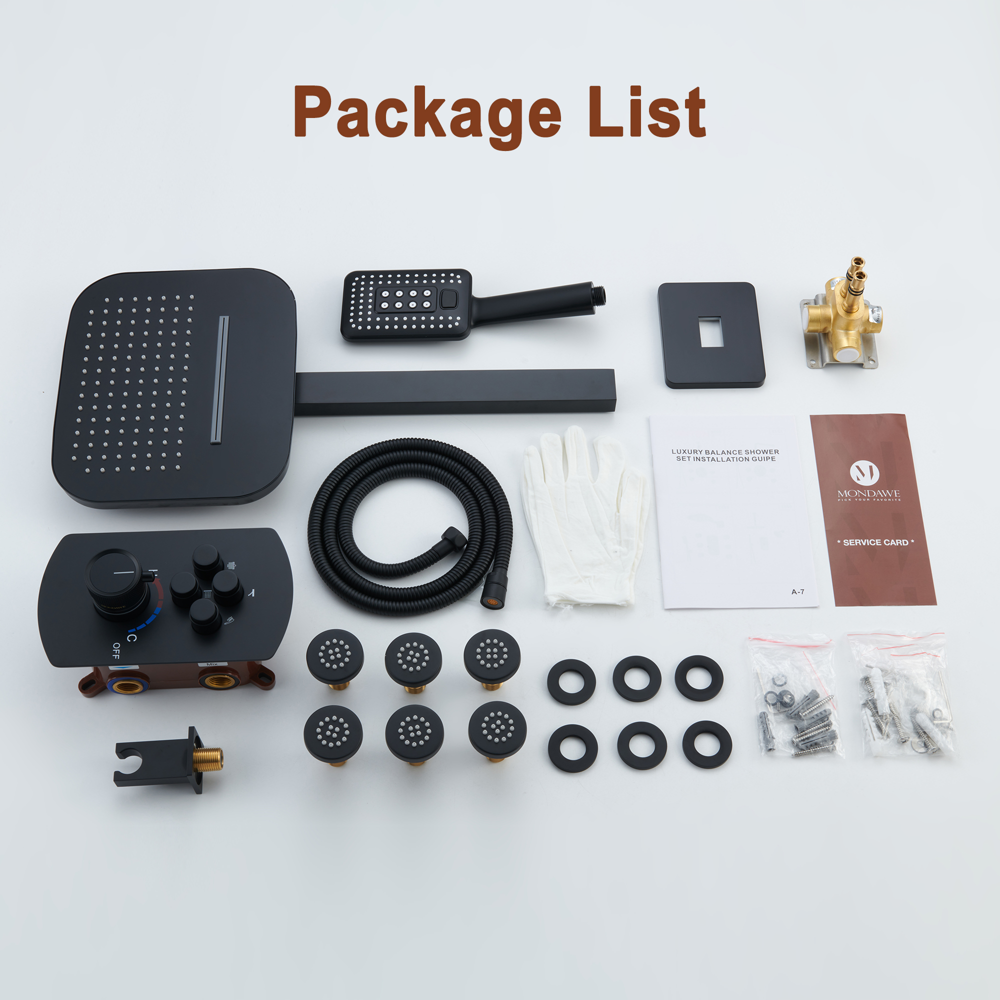 MB-Mondawe Pressure Balanced 4-Spray Patterns 22 in. Wall Mounted Rainfall Dual Shower Heads-Mondawe