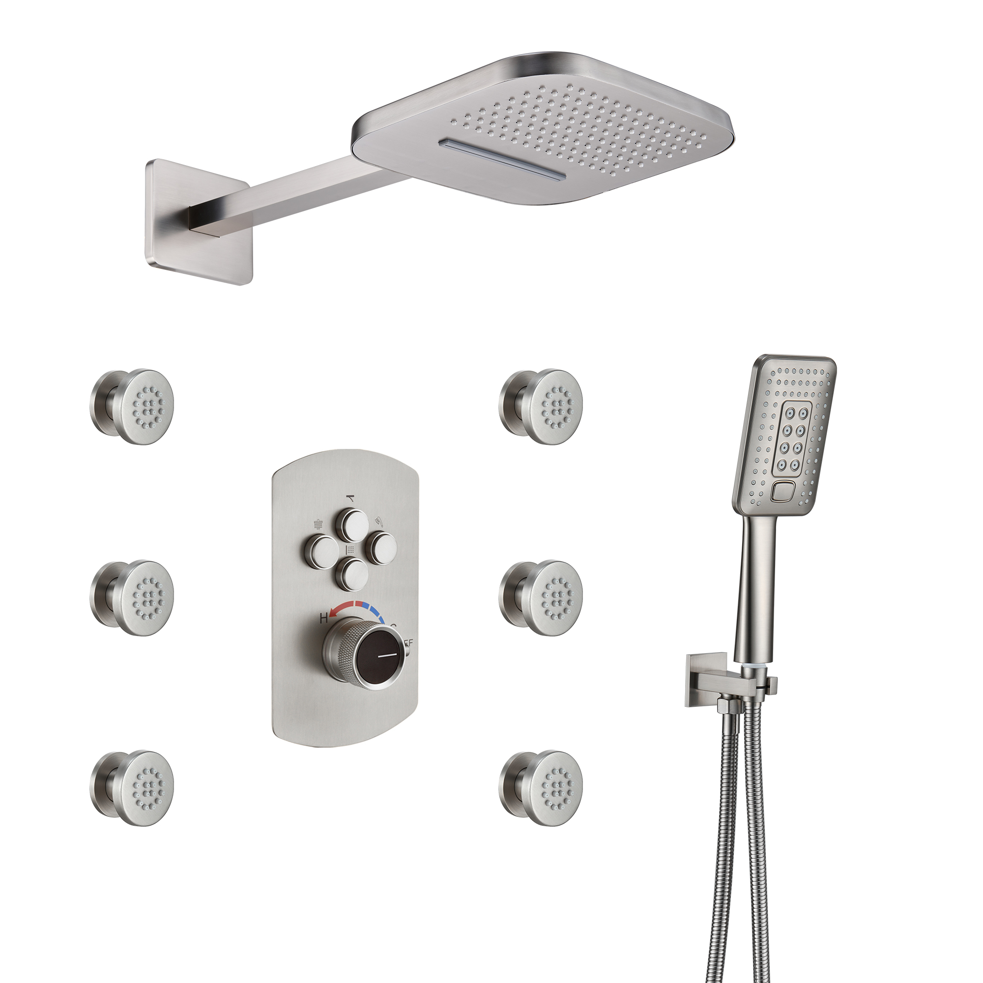 Mondawe Pressure Balanced 4-Spray Patterns 22 in. Wall Mounted Rainfall Dual Shower Heads-Mondawe
