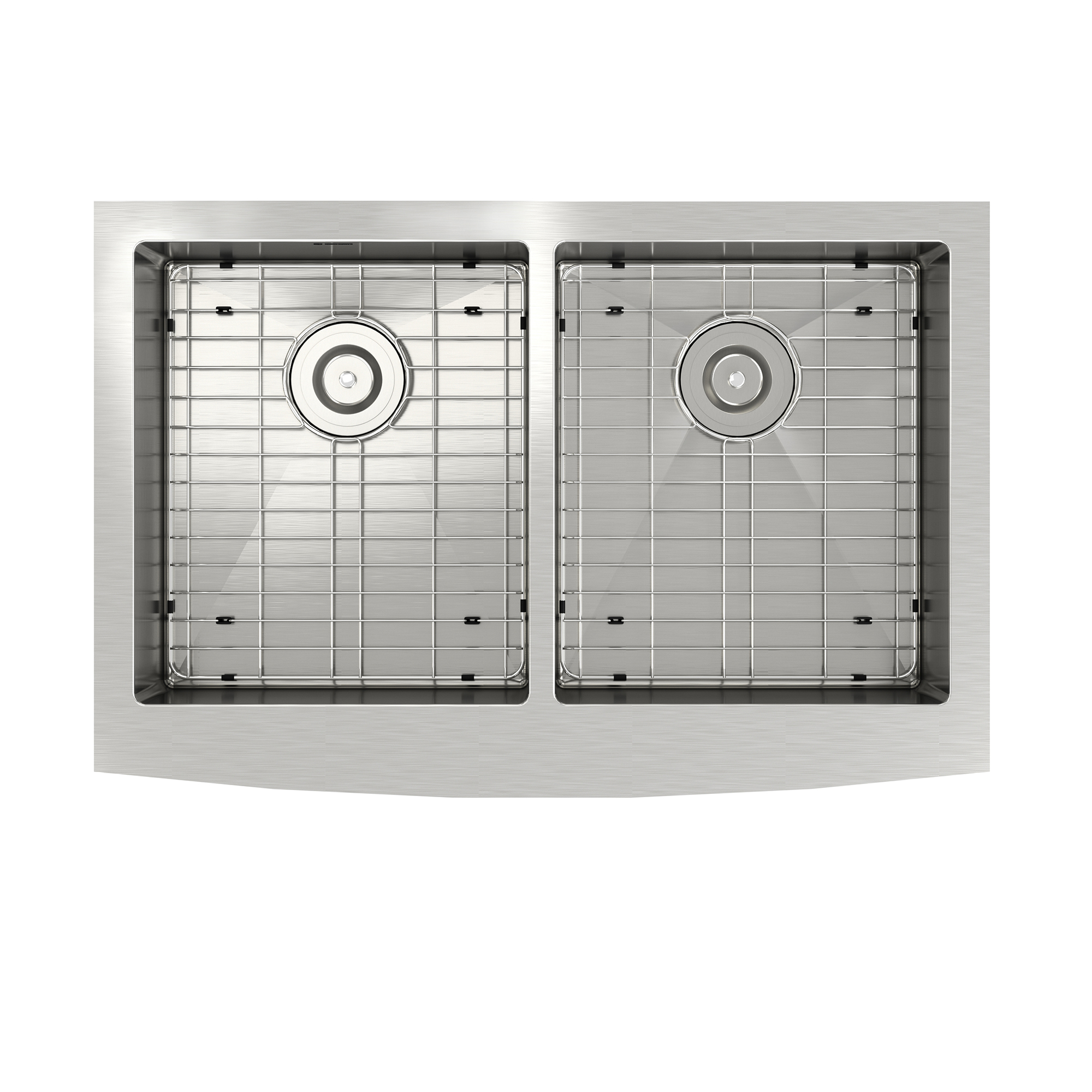 33 inch Farmhouse Apron Front 33-in x 22-in Brushed Stainless Steel Double Bowl Kitchen Sink-Mondawe