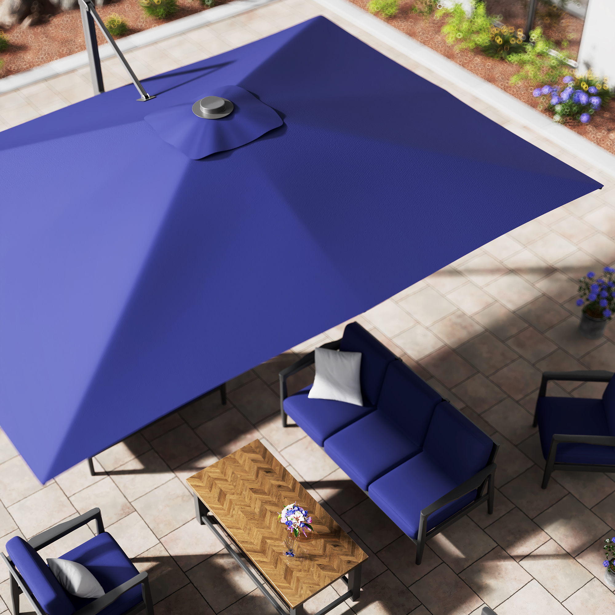 Mondawe 13ft Square Aluminum Tilt Umbrella for Outdoor Patio Umbrella
