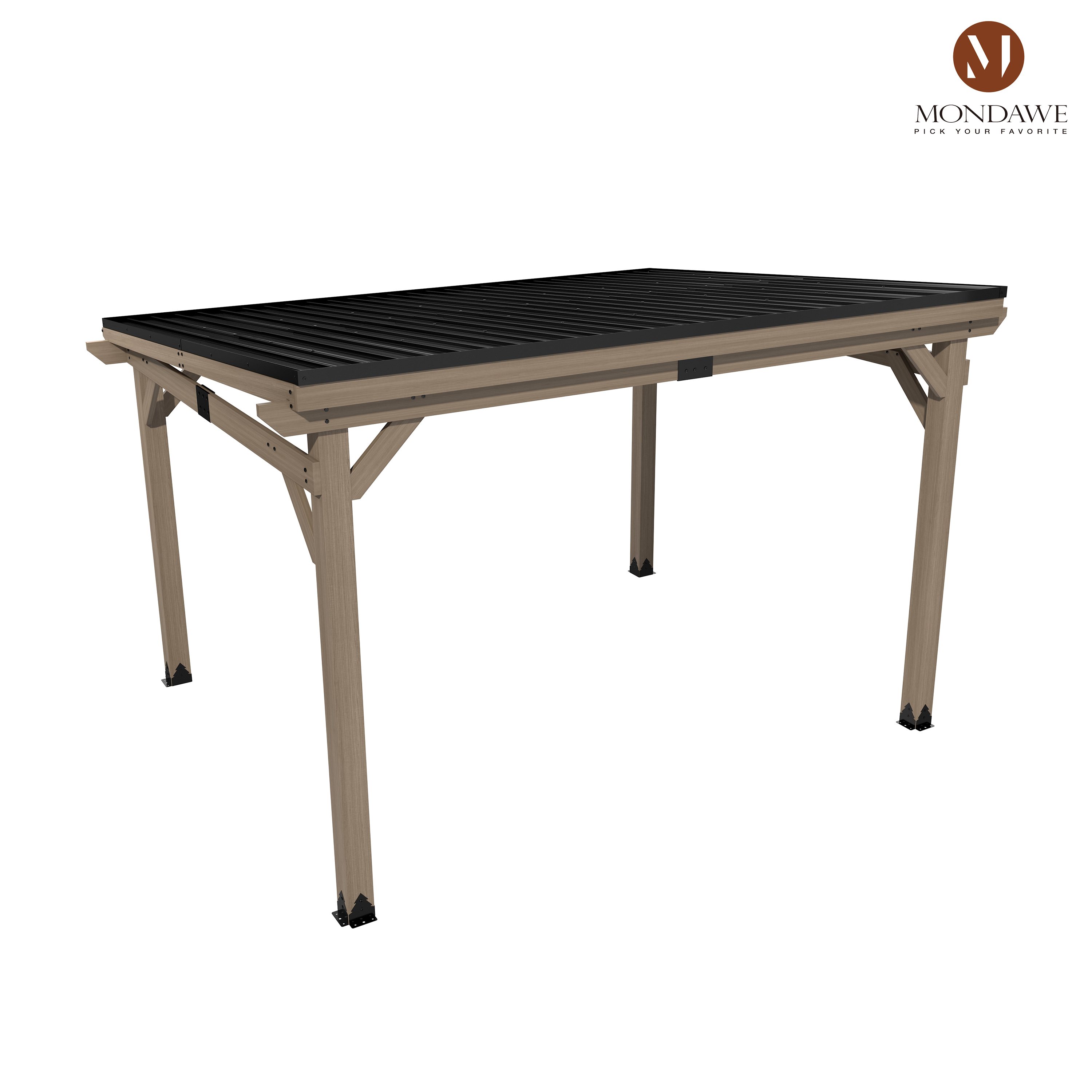 Outdoor Cedar Wooden Hardtop Gazebo with Pitched Galvanized Steel Roof