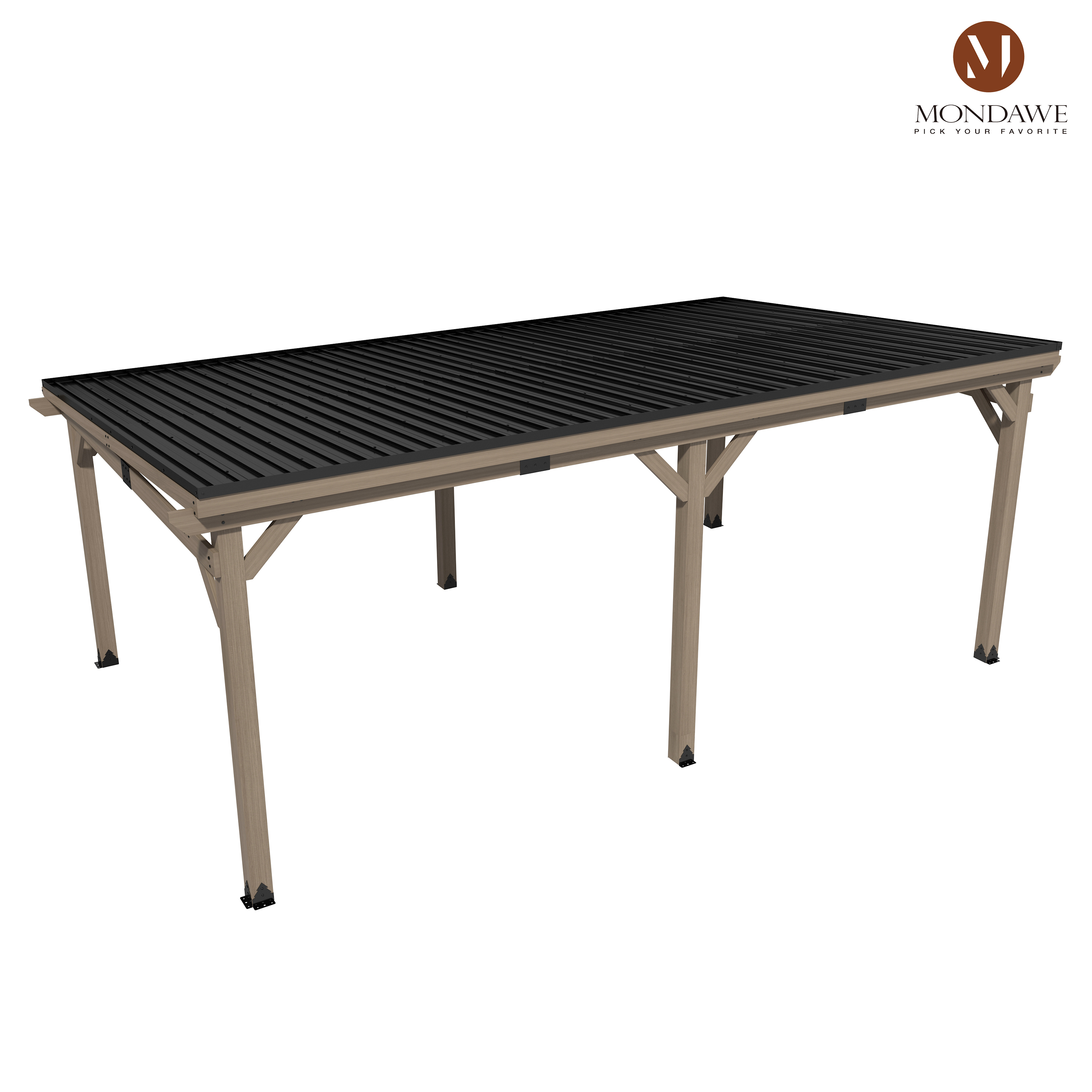 Outdoor Cedar Wooden Hardtop Gazebo with Pitched Galvanized Steel Roof