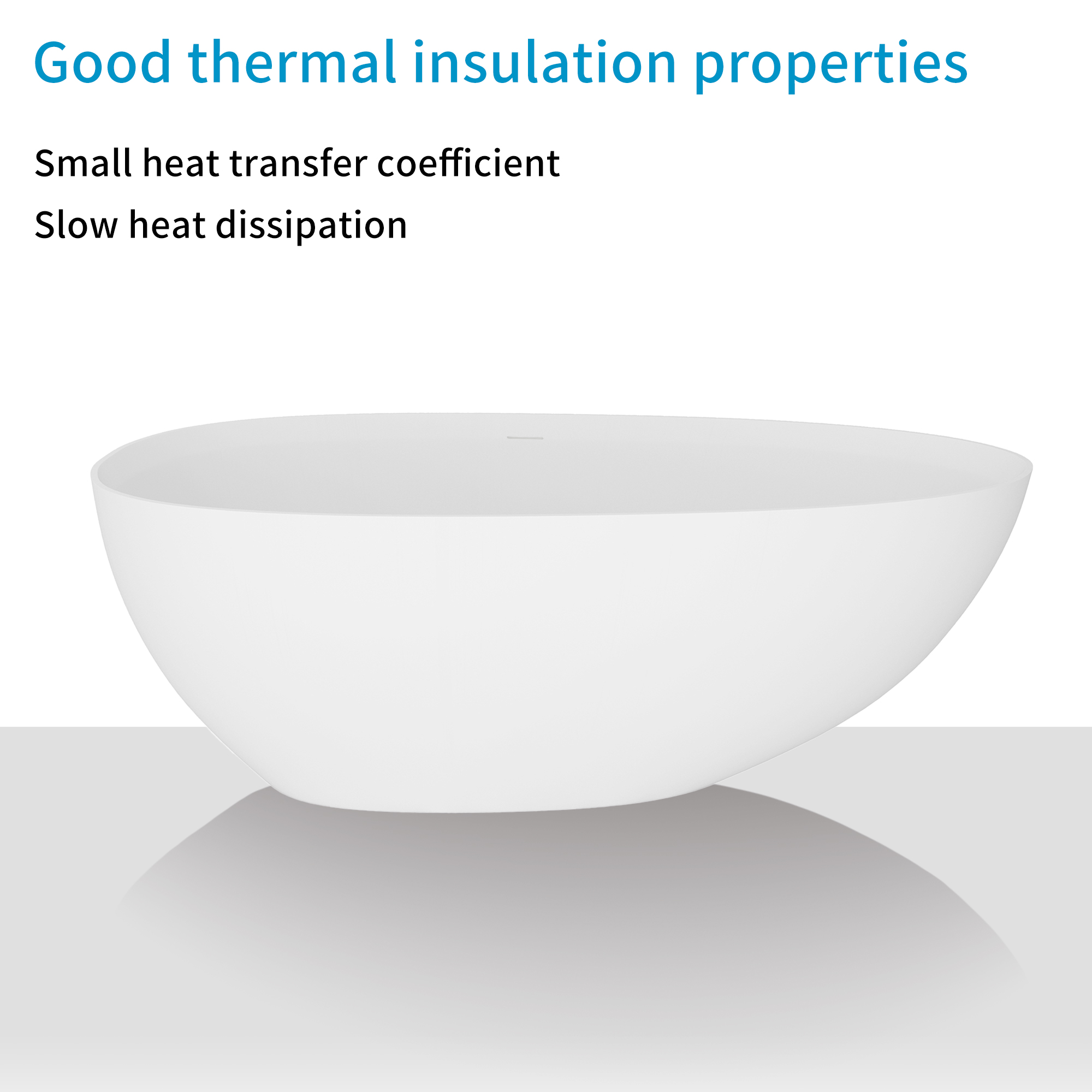 63 in. Solid Surface Free-Standing Bathtub with Centre Drain in Matte White