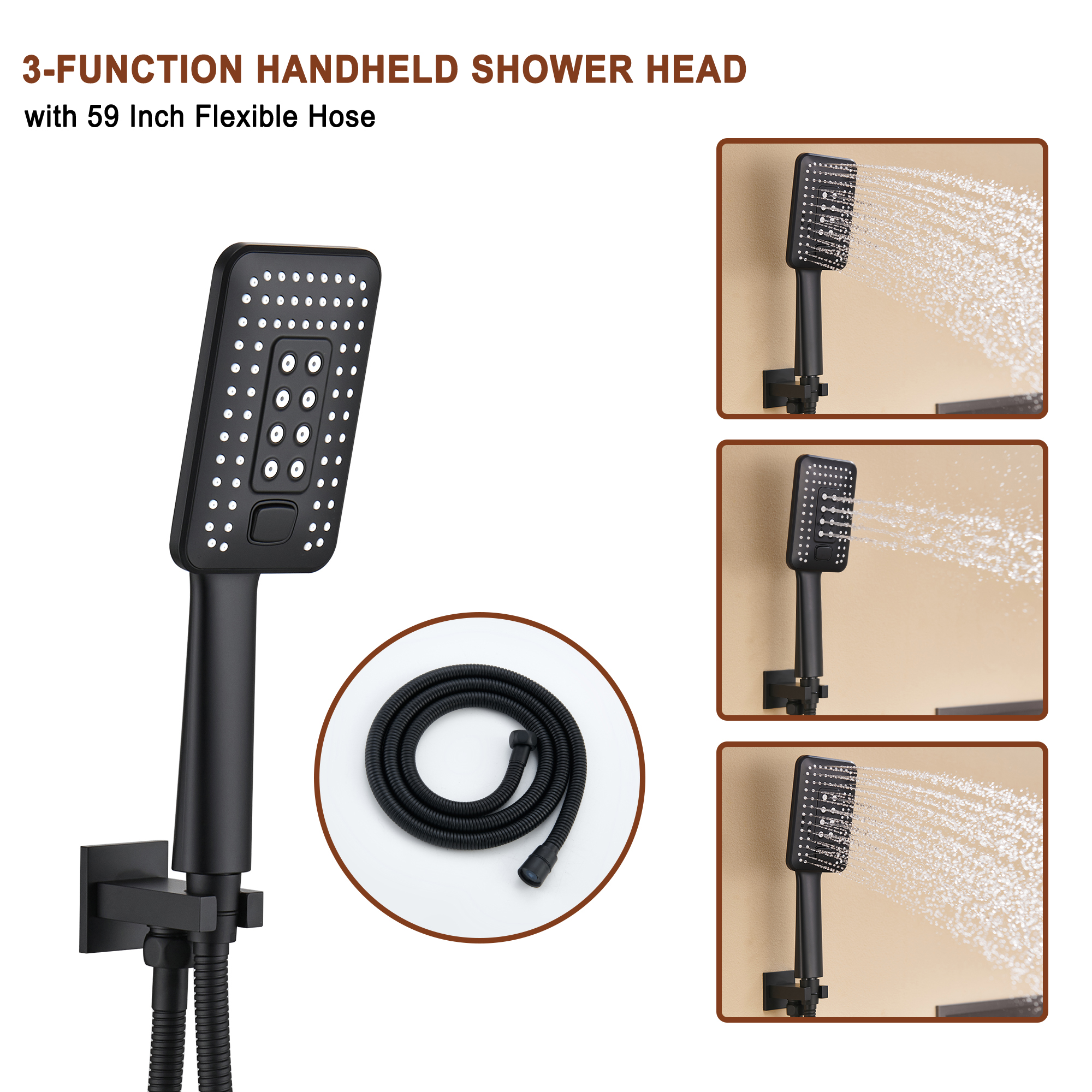 Mondawe Pressure Balanced 4-Spray Patterns 22 in. Wall Mounted Rainfall Dual Shower Heads-Mondawe