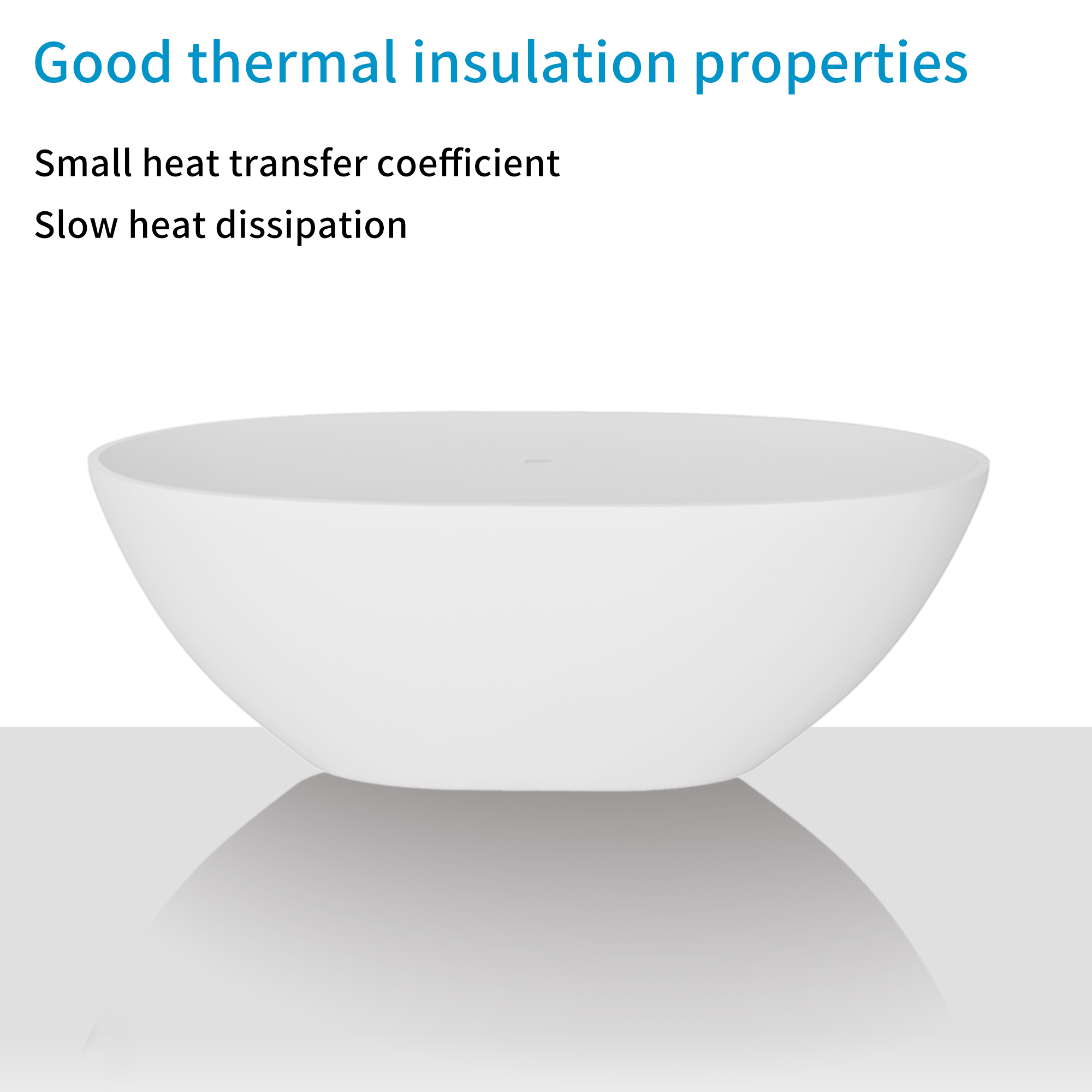 Boyel Livong 61" Matte White Faux Stone Freestanding Soaking Tub with Drain