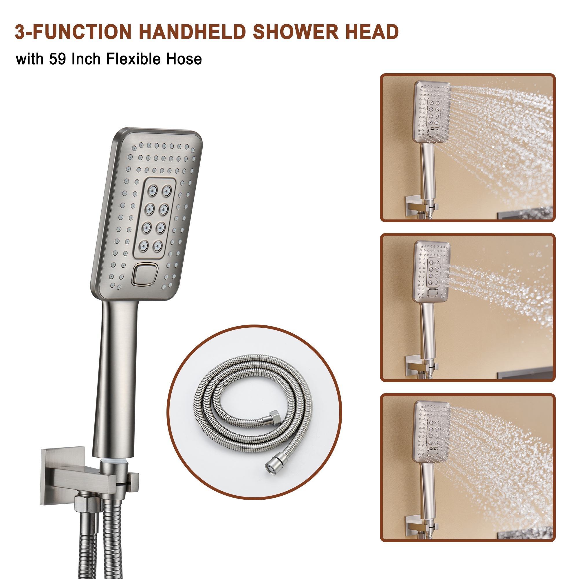 Mondawe Pressure Balanced 4-Spray Patterns 22 in. Wall Mounted Rainfall Dual Shower Heads-Mondawe
