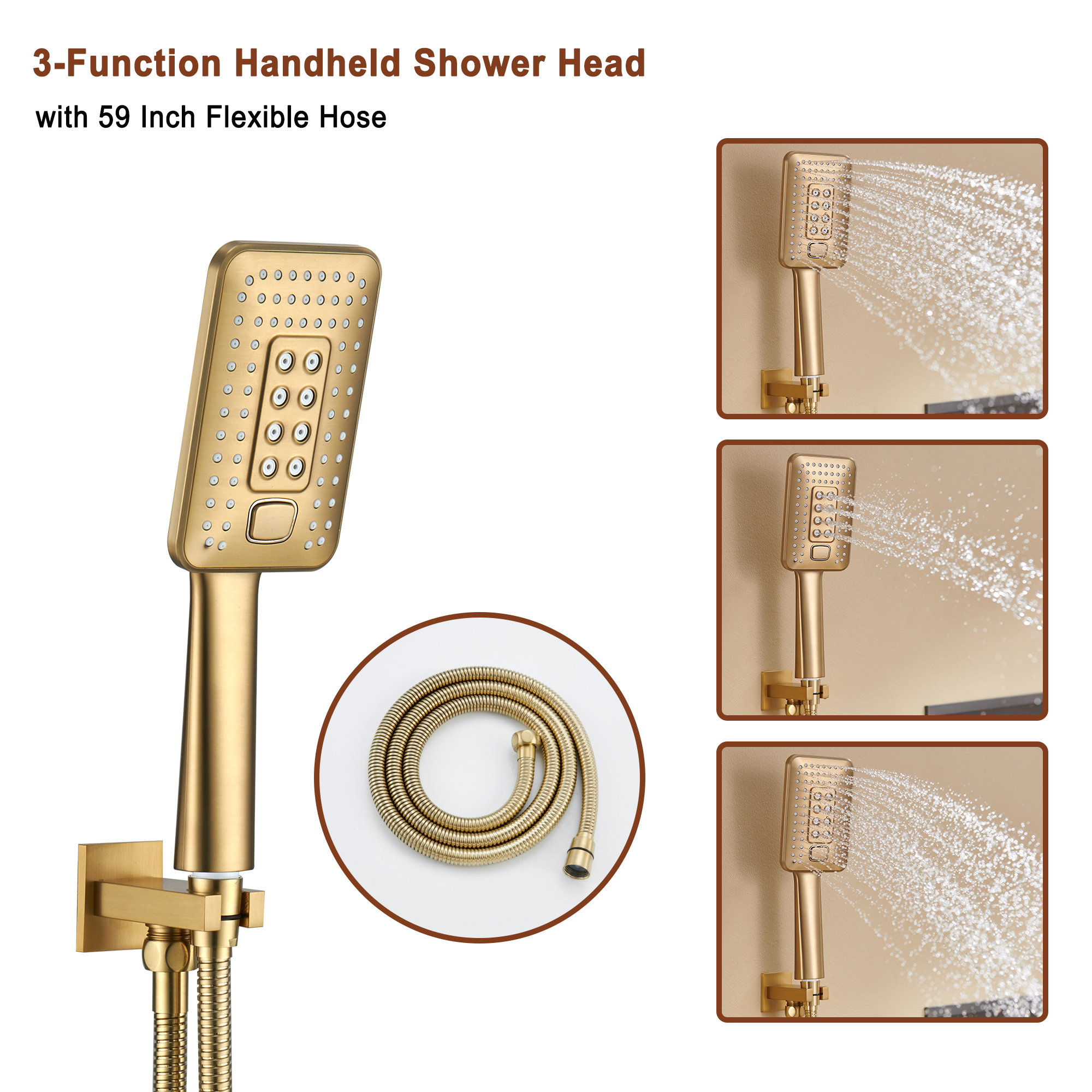 Mondawe Pressure Balanced 4-Spray Patterns 22 in. Wall Mounted Rainfall Dual Shower Heads-Mondawe