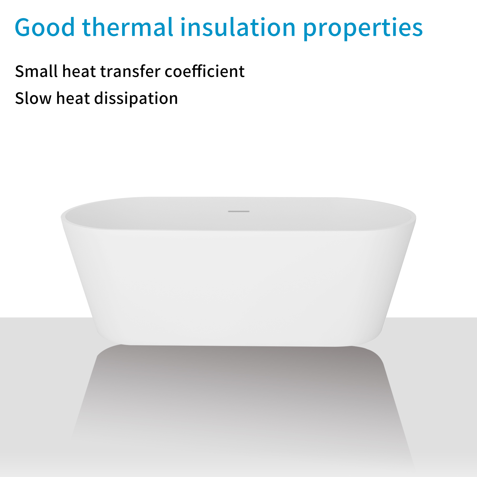 67'' Resin Stone Freestanding Bathtub, Matte White Solid Surface Free Standing Tub, Classic Double Ended Soaking Bathtub with Drain, Drain Hose & Sanding Paper