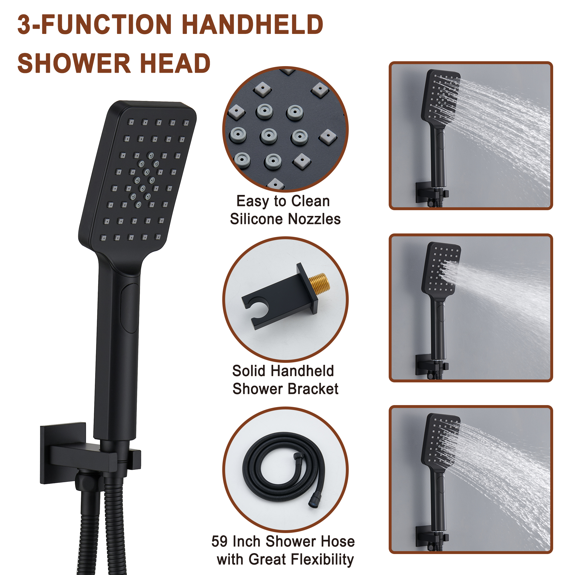 Mondawe Luxury Thermostatic LED 4-Spray Patterns 12 in. Flush Ceiling Mount Rainfall Dual Shower Heads-Mondawe