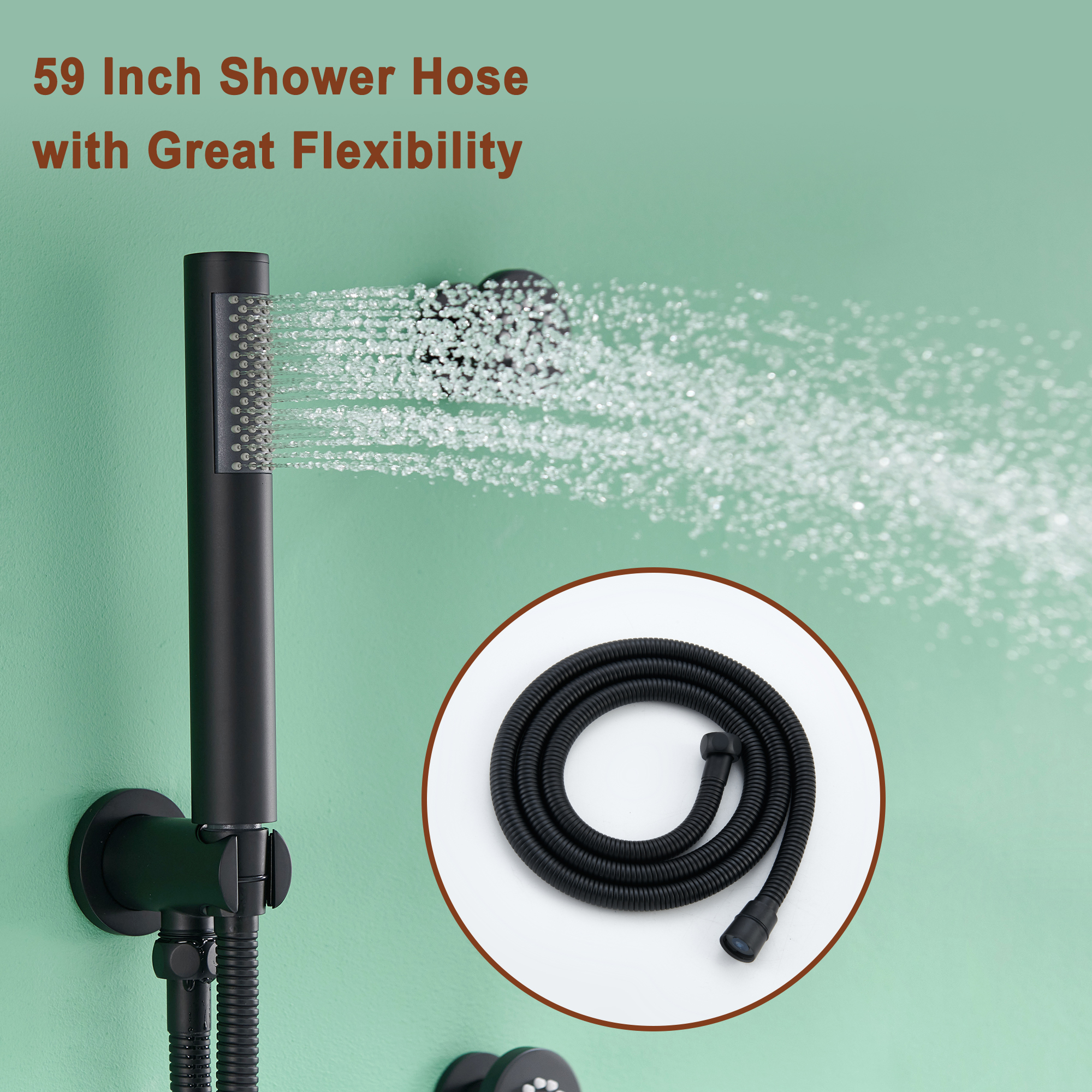 Mondawe Round Shower System With Body Jet,12 inch Wall Mounted High-Pressure Rainfall Shower Head Handheld and 6 pcs Body Sprays,Rain Shower Mixer Combo Set-Mondawe