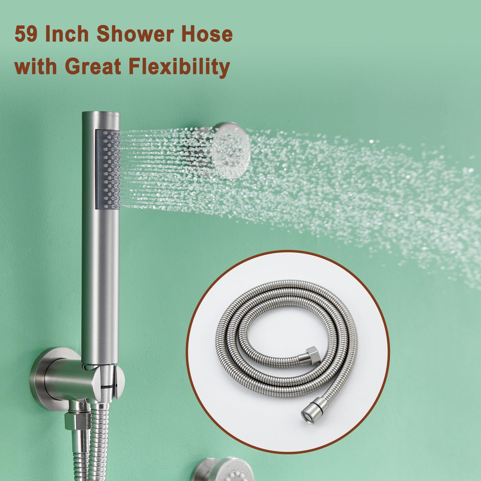 Mondawe Round Shower System With Body Jet,12 inch Wall Mounted High-Pressure Rainfall Shower Head Handheld and 6 pcs Body Sprays,Rain Shower Mixer Combo Set-Mondawe