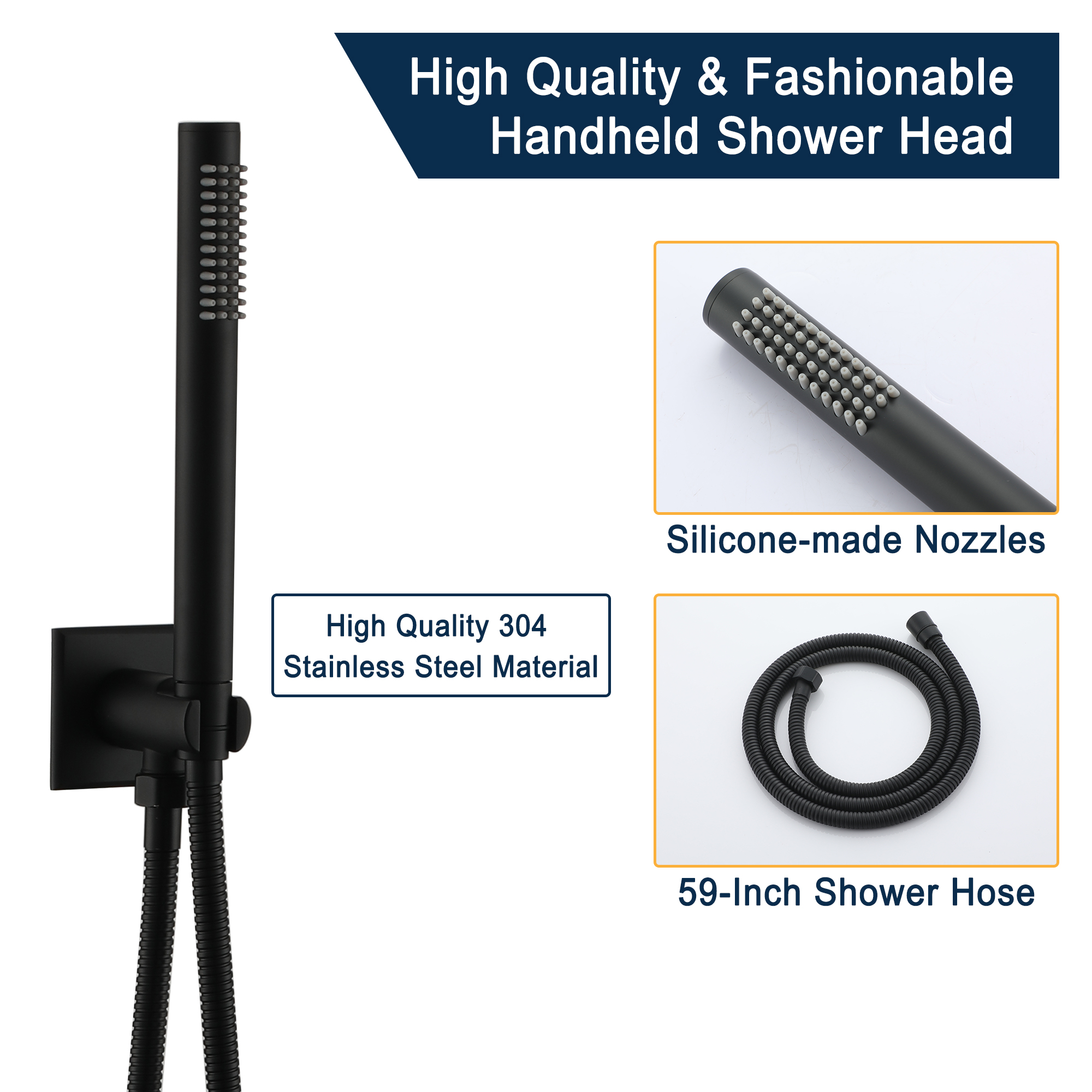 Shower System Rainfall Shower Head with Handheld Spary Combo Shower Faucet System 10inch Ceiling Shower Head with valve for Bathroom, Matte Black