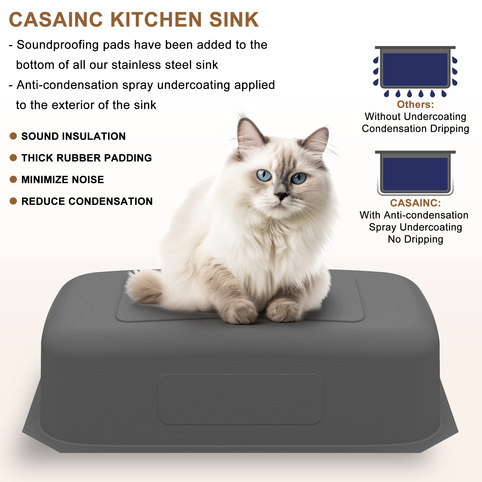 32-inch stainless steel sink under the table installation double grooves 50/50 with drain grid and drainer