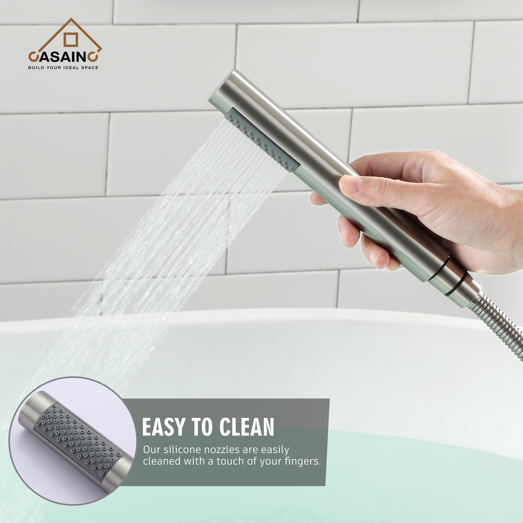 Single-Handle Floor Mount Freestanding Tub Faucet with Hand Shower in. Brushed Nickel/Matte Black/Chrome